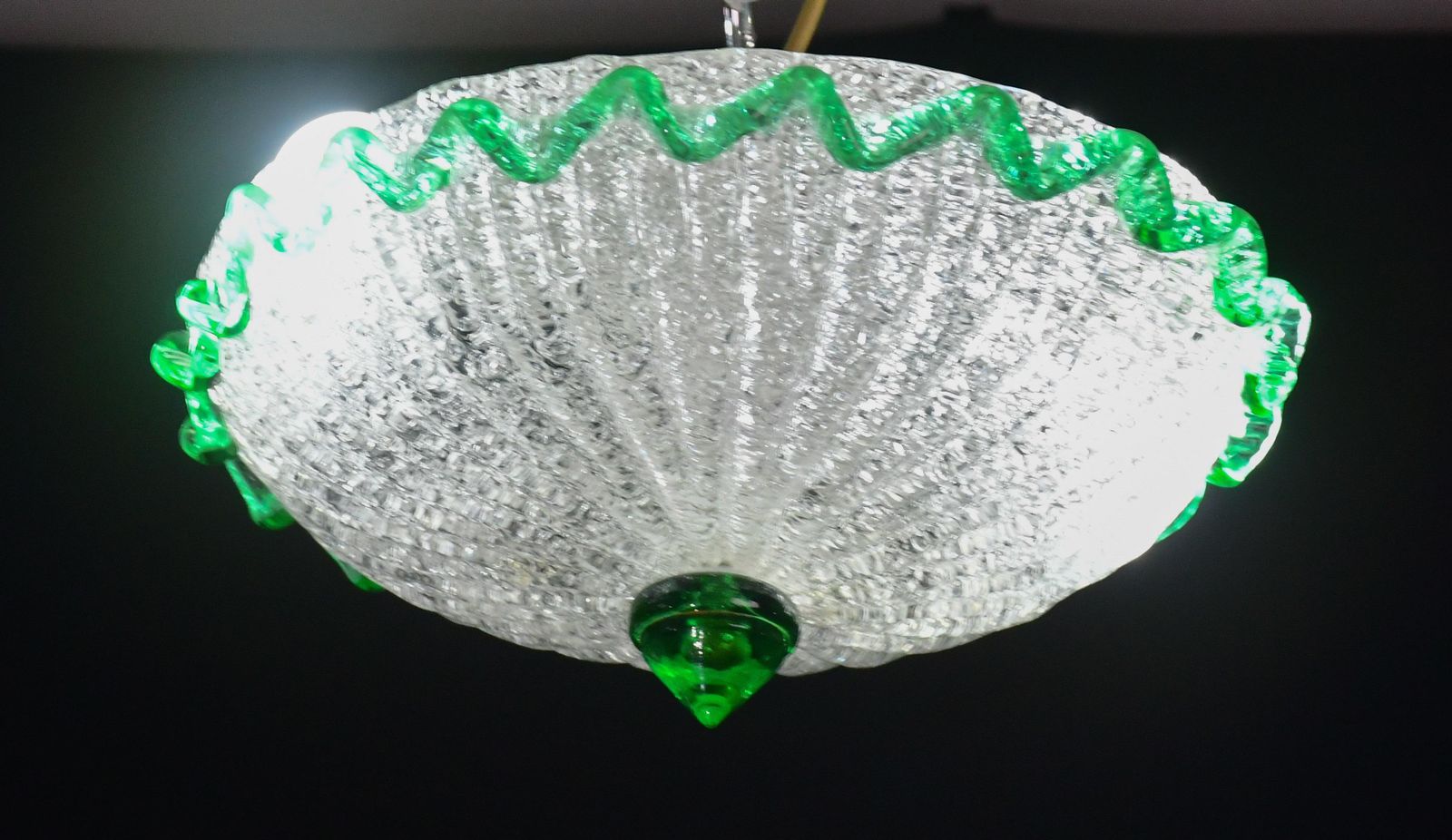 Charming Italian Green Murano Glass Ceiling Fixture, Murano, 1970 photo Lighting