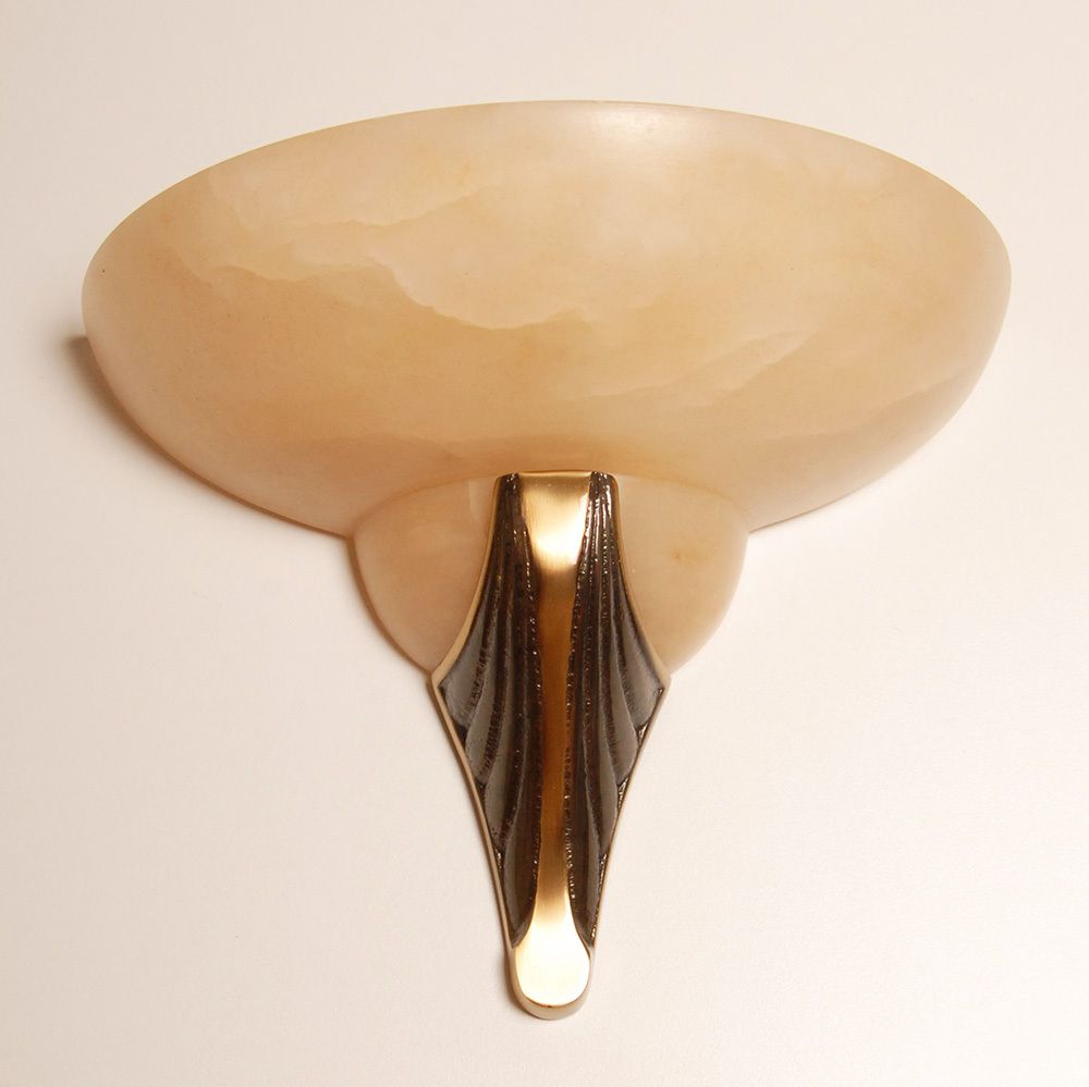 Mid Century Revival Art Deco Style Wall Lamps In Marble, Alabaster And Bronze From Maitland Smith, 1970s, Set Of 2 photo Lighting