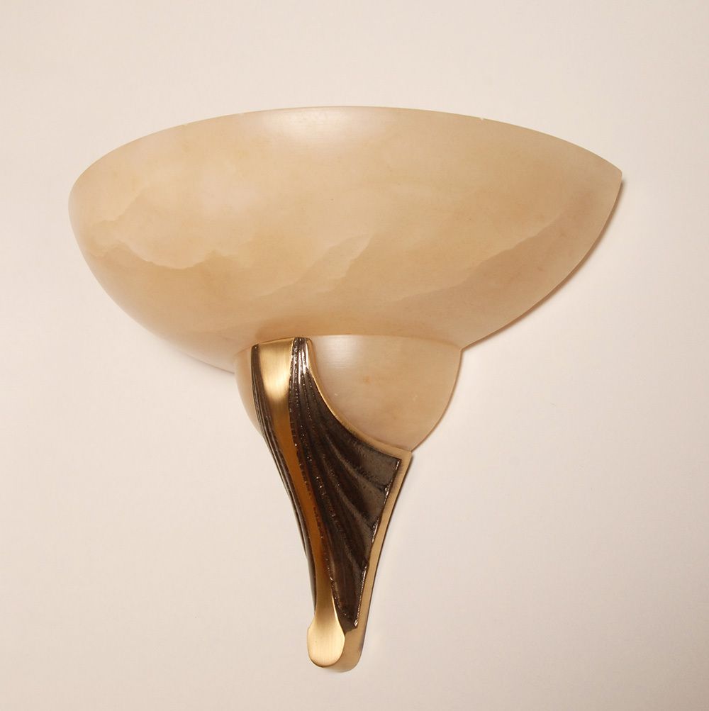 photo furniture Mid Century Revival Art Deco Style Wall Lamps In Marble, Alabaster And Bronze From Maitland Smith, 1970s, Set Of 2