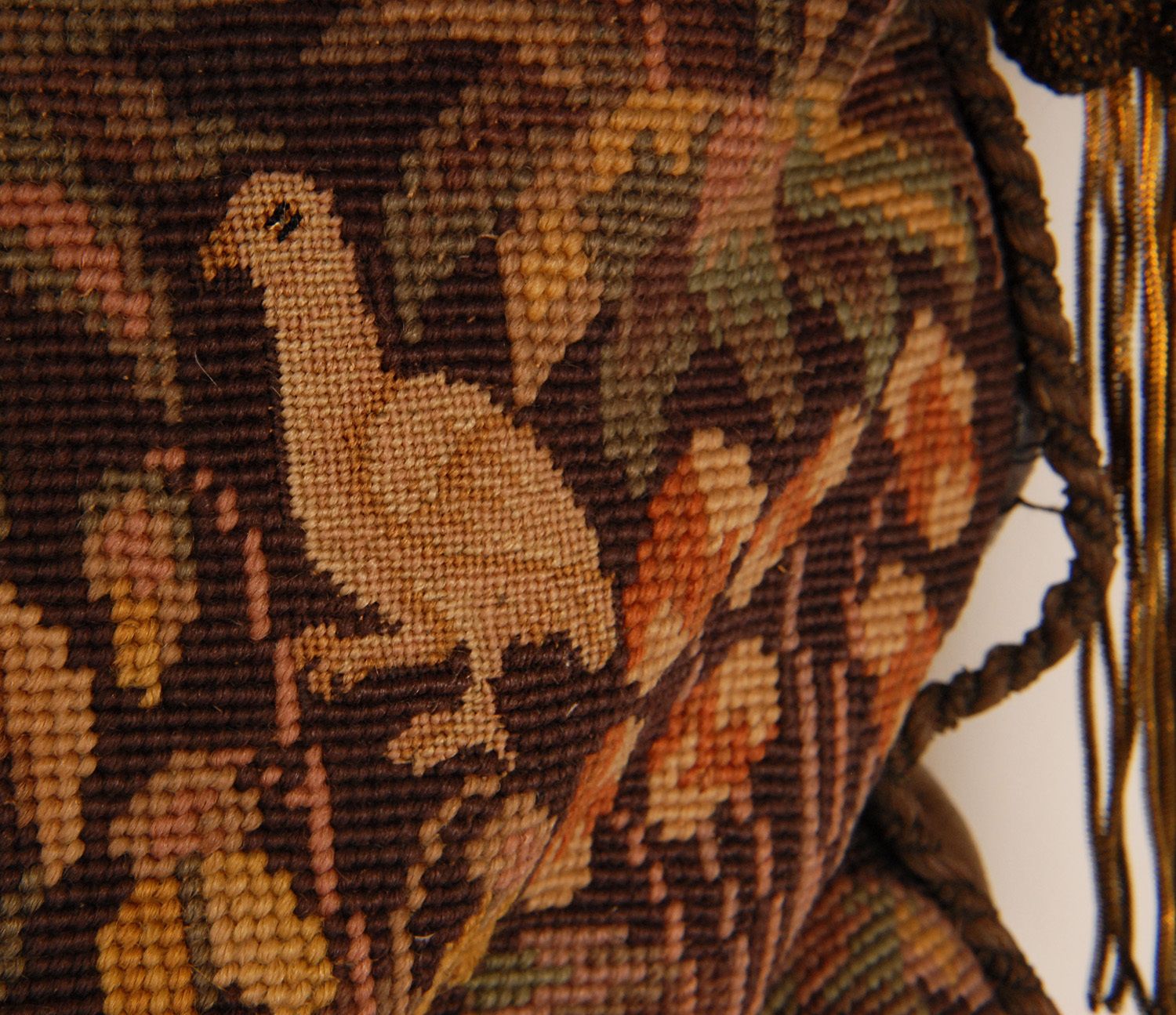 19th Century Flemish Tapestry Neo Renaissance Pillow Cushion Allegorical Millefleurs Animals photo vintage
