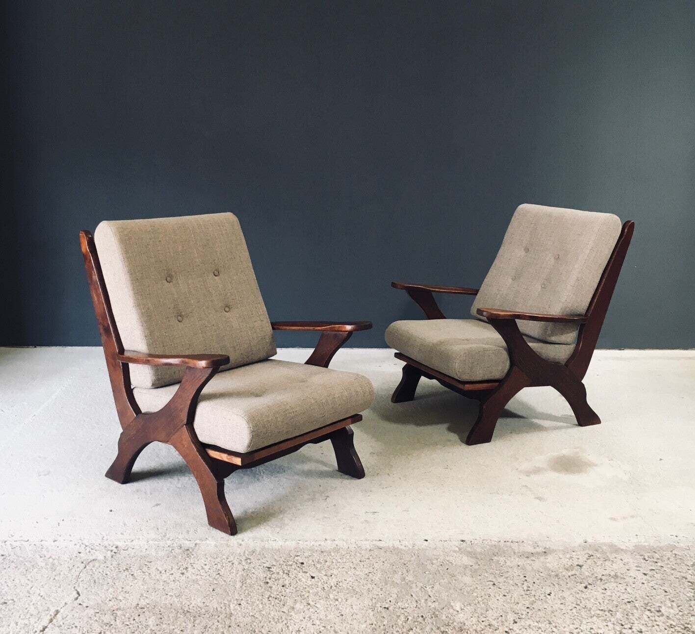 Rustieke X Frame Fauteuils, België, Ca. Jaren 1950 photo 2800.0