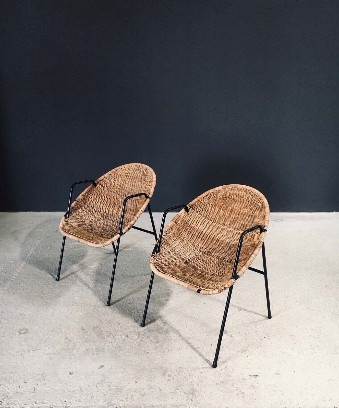 Mid Century Modern Design Rattan Armchairs, France 1950's photo Furniture