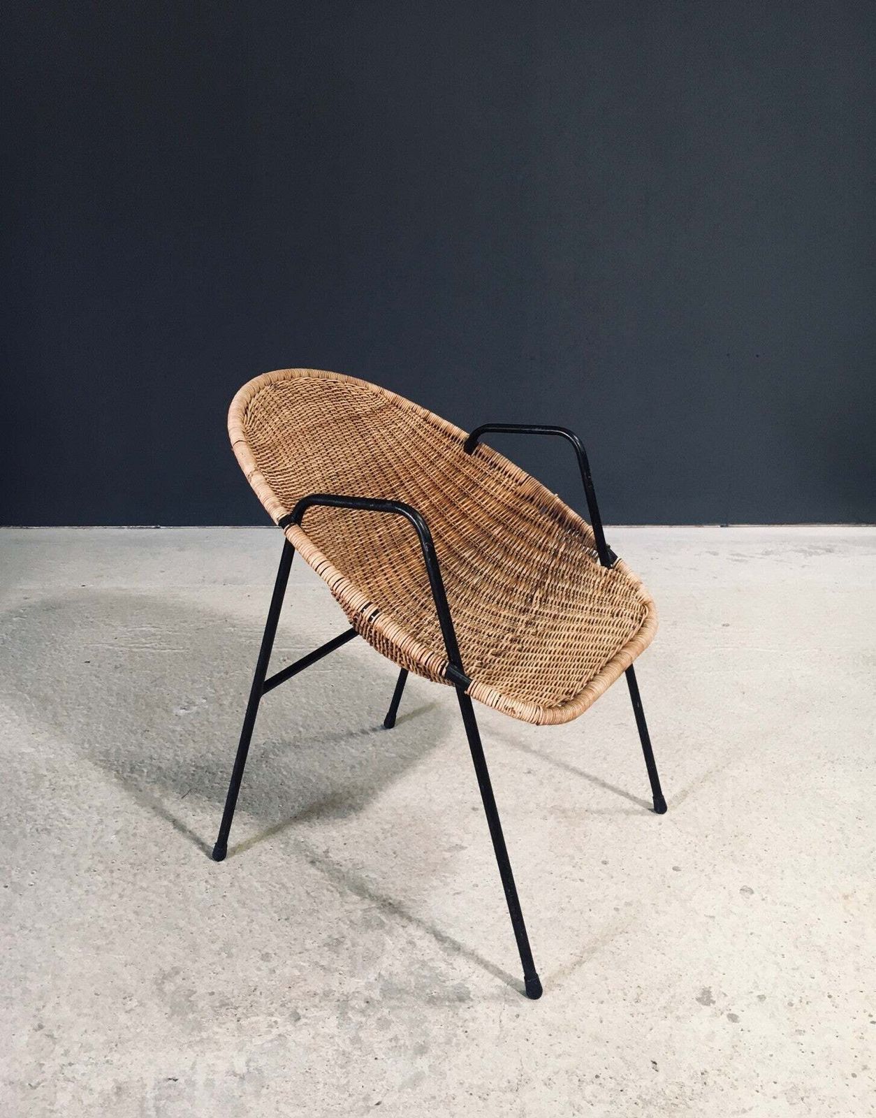 photo buy Mid Century Modern Design Rattan Armchairs, France 1950's