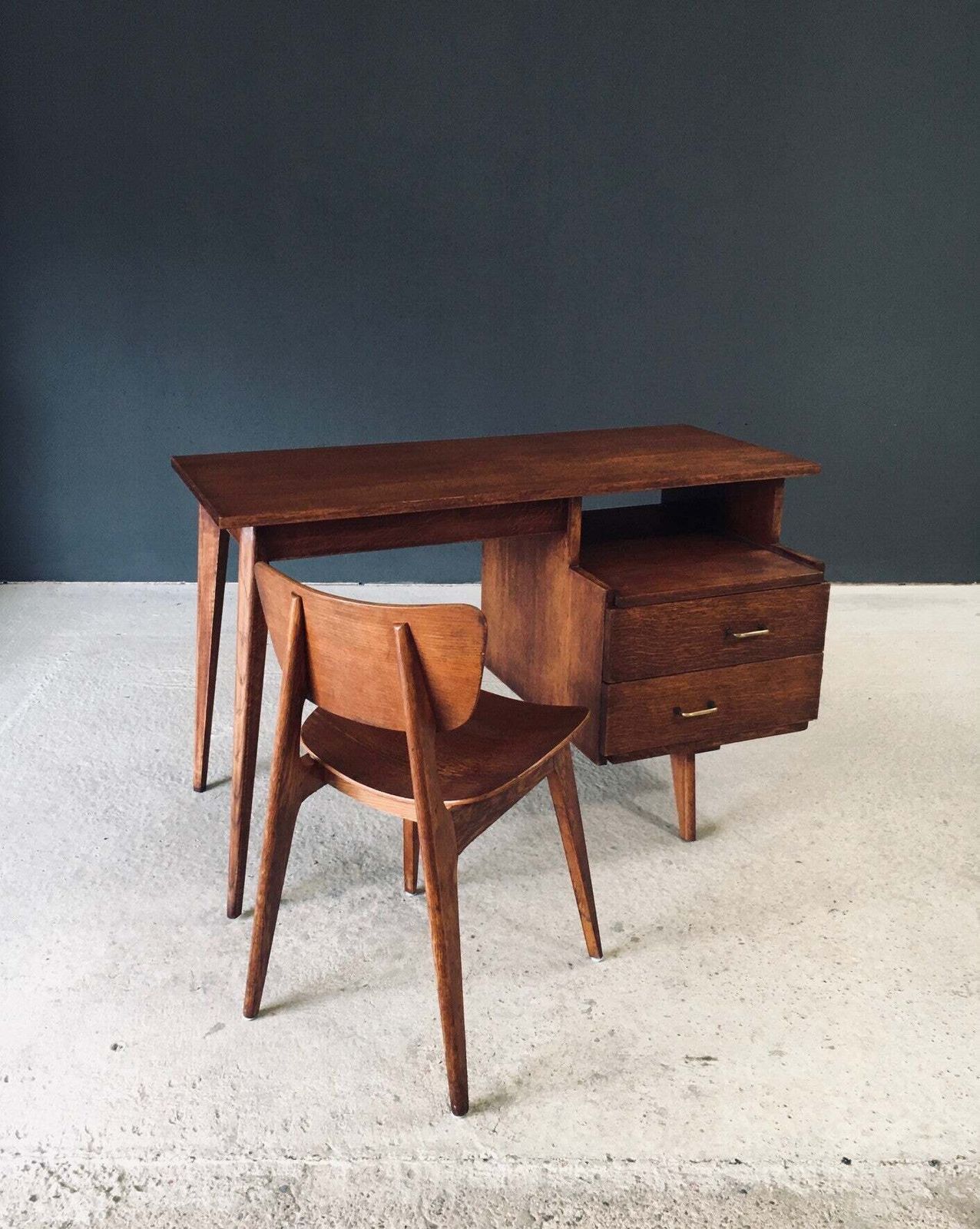 Modernist Reconstruction Design Writing Desk, France 1950's photo vinterior