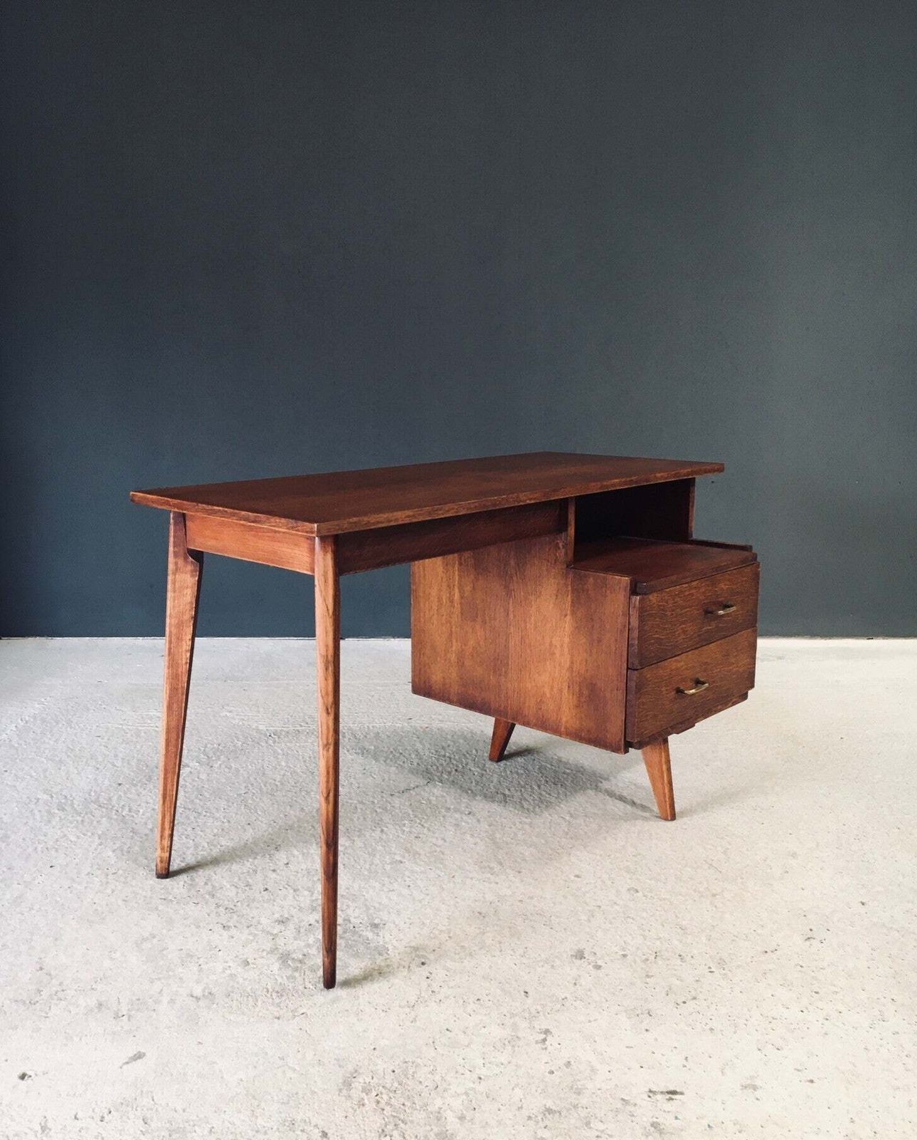 Furniture Modernist Reconstruction Design Writing Desk, France 1950's photo