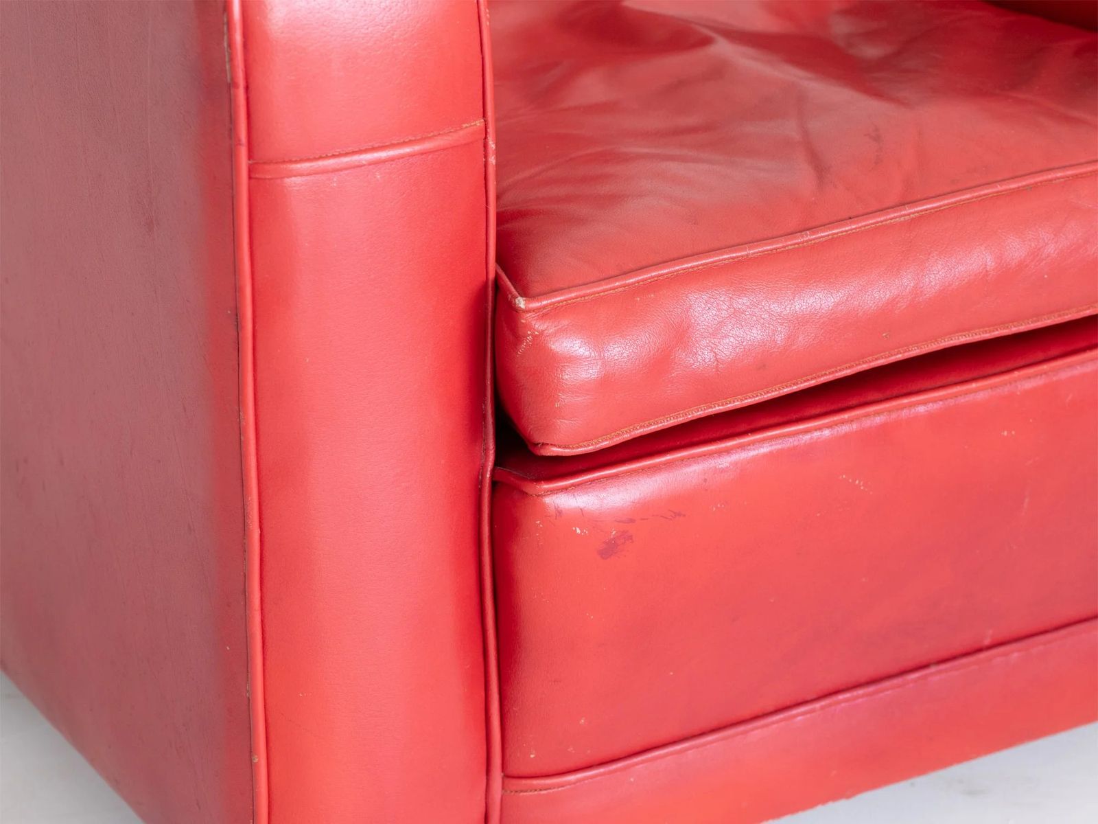French Red Leatherette Club Chair photo vintage