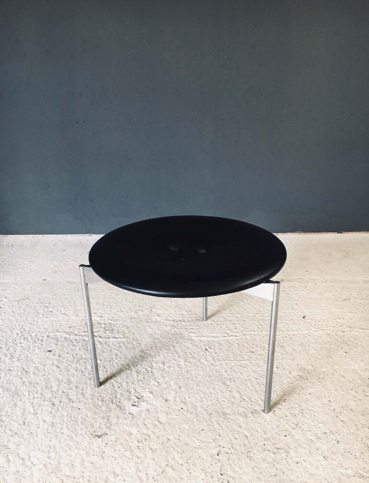 Midcentury Modern Design Leather Tripod Stool By Uno & östen Kristiansson For Luxus, Sweden 1960's photo furniture