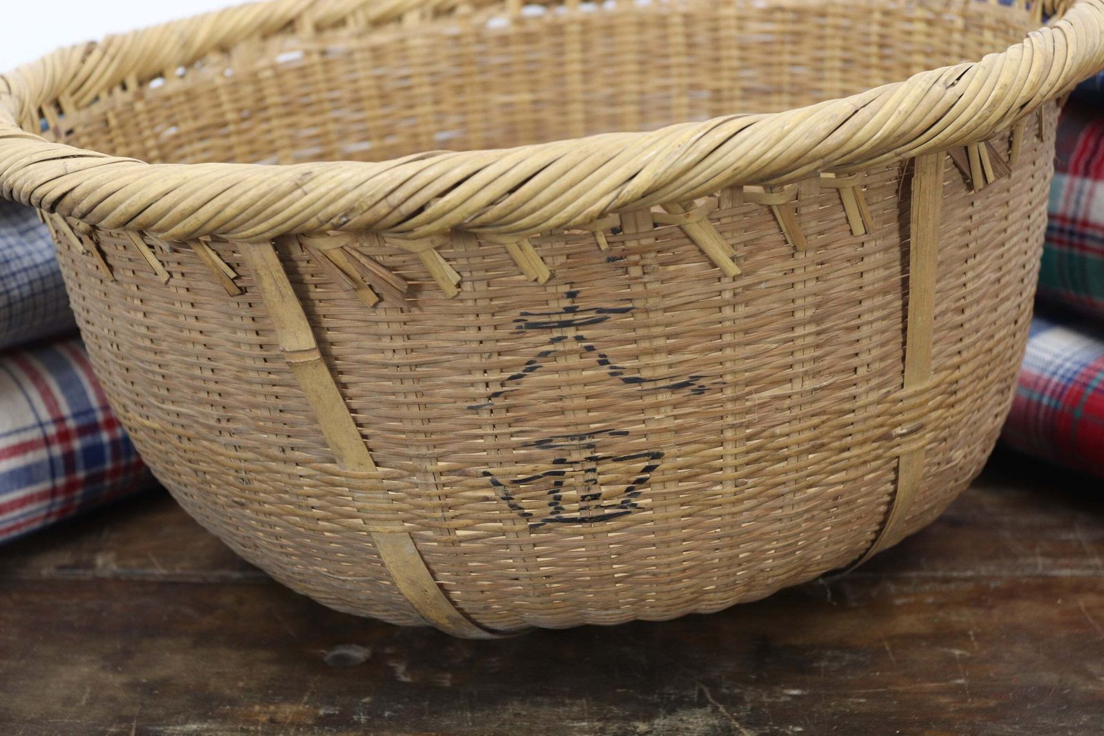 Mid 20th Century Handwoven Okimono Kago Style Japanese Basket (1) photo Home Decor