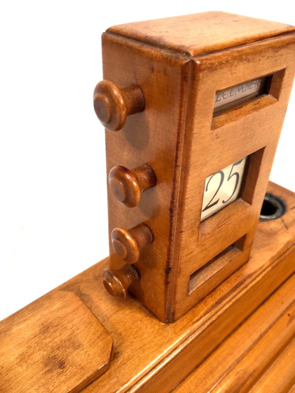 photo furniture Antique Wooden Office Desktop Stand Art Deco Perpetual Calendar C.1930 Working