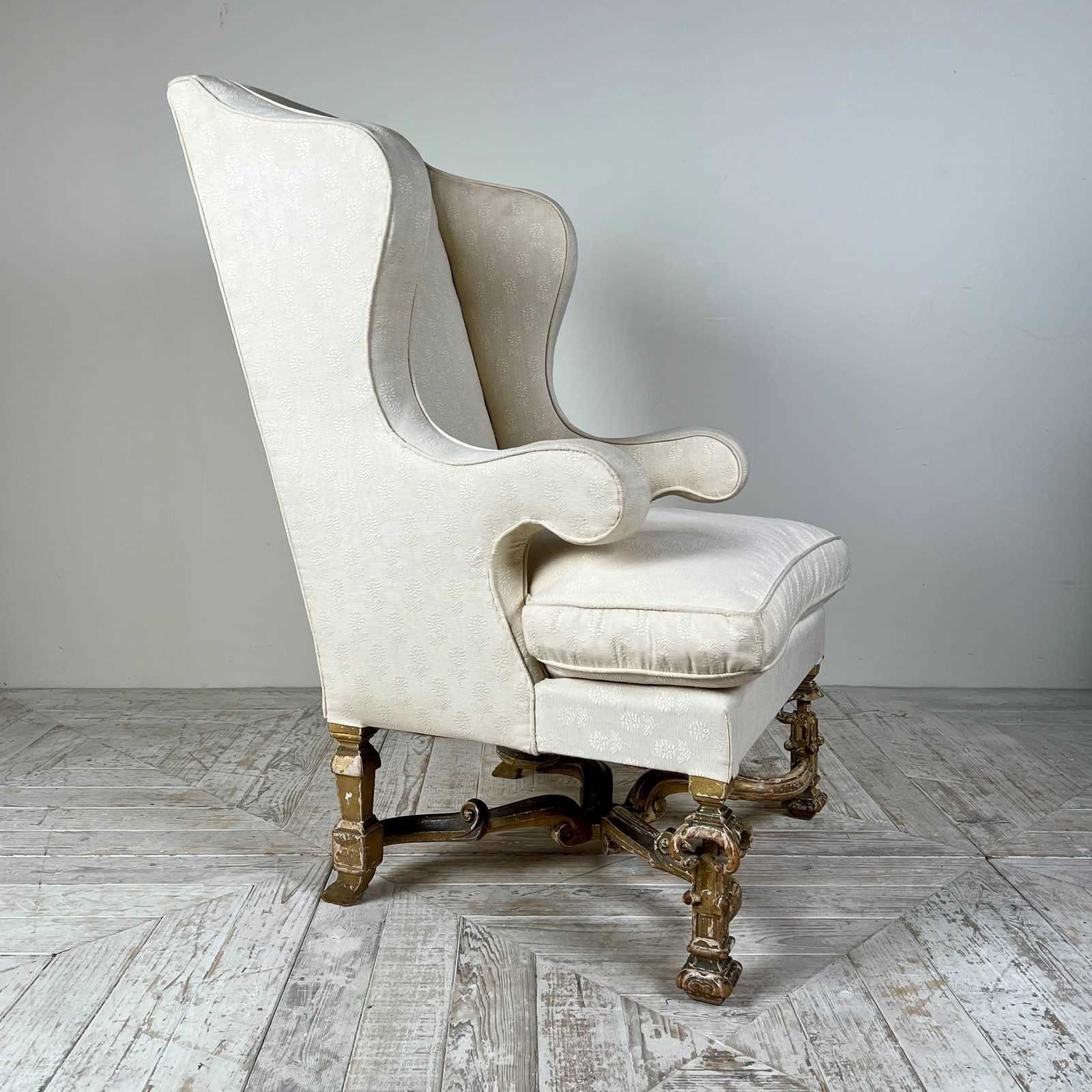 Antique Giltwood Wingback Armchair In The Late 17th Style photo vinterior