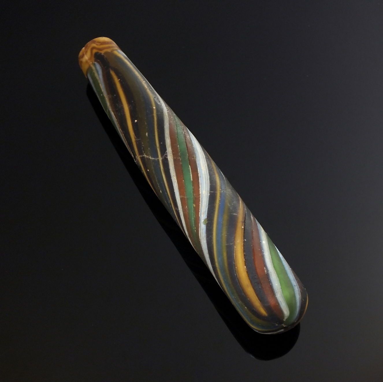 Exceptional Roman Banded Mosaic Ribbon Glass Alabastron 1st Century Bce