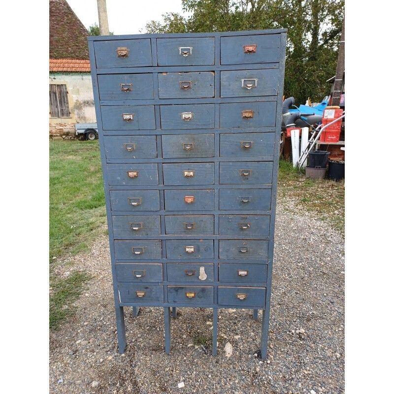 Industrial Wooden Furniture With 30 Drawers photo vintage