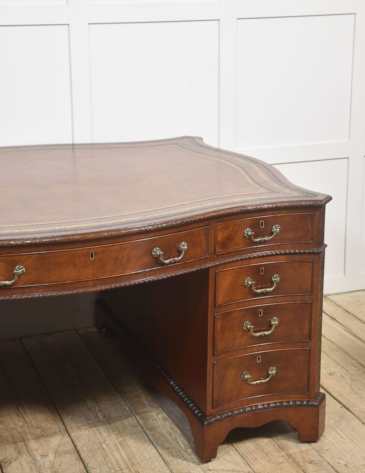 photo for sale Chippendale Revival Mahogany Serpentine Partner’s Desk