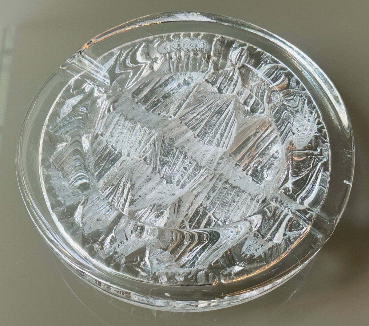 Vintage 1980s Swedish Nybro Glasbruk "Iceberg" Glass Ashtray By Paul Isling photo for sale