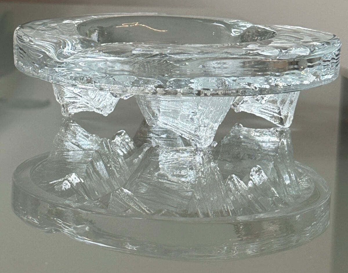 photo buy Vintage 1980s Swedish Nybro Glasbruk "Iceberg" Glass Ashtray By Paul Isling