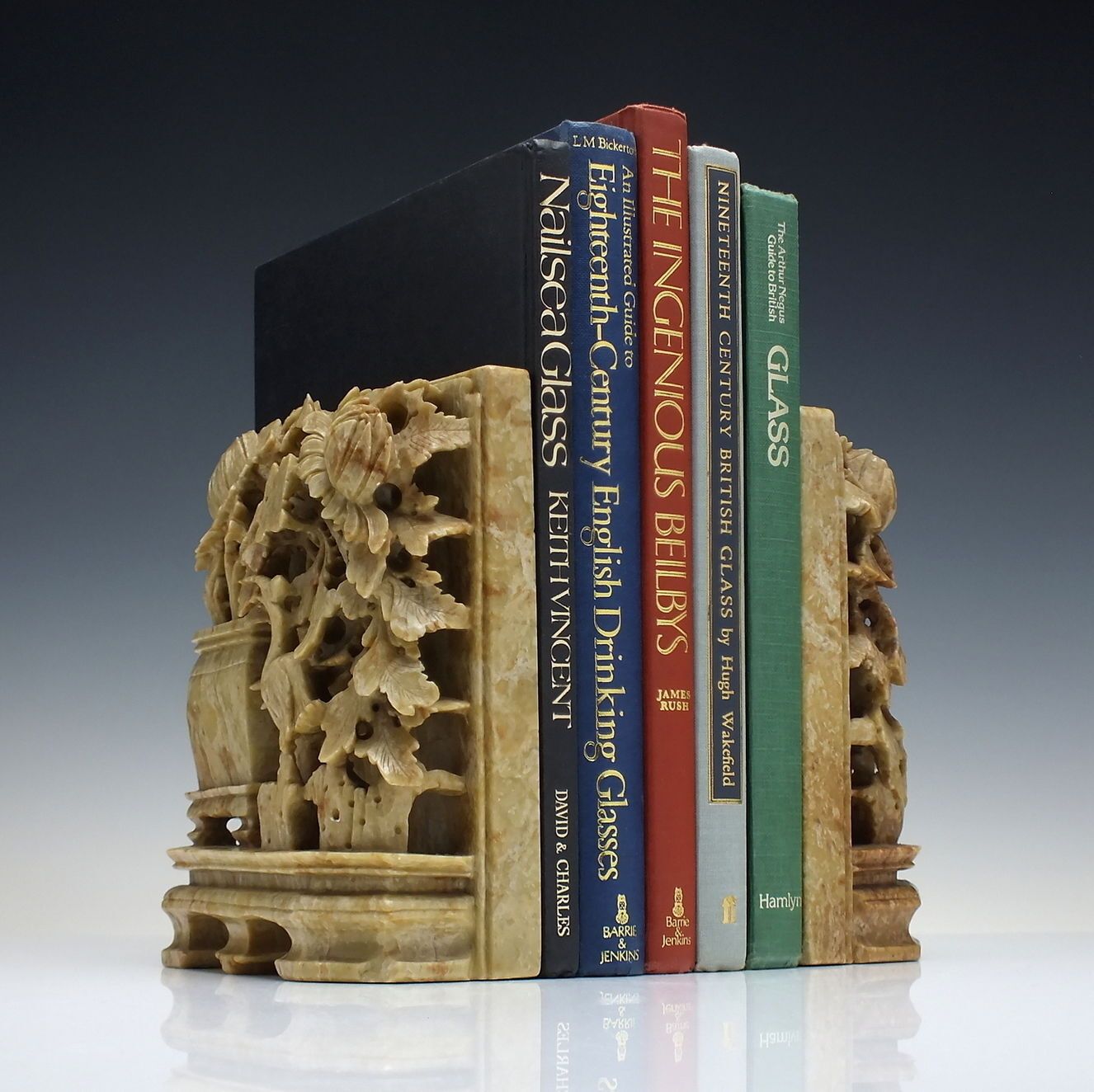 Large Pair Of Chinese Hand Carved Shoushan Soapstone Bookends With Cranes C1920 photo furniture