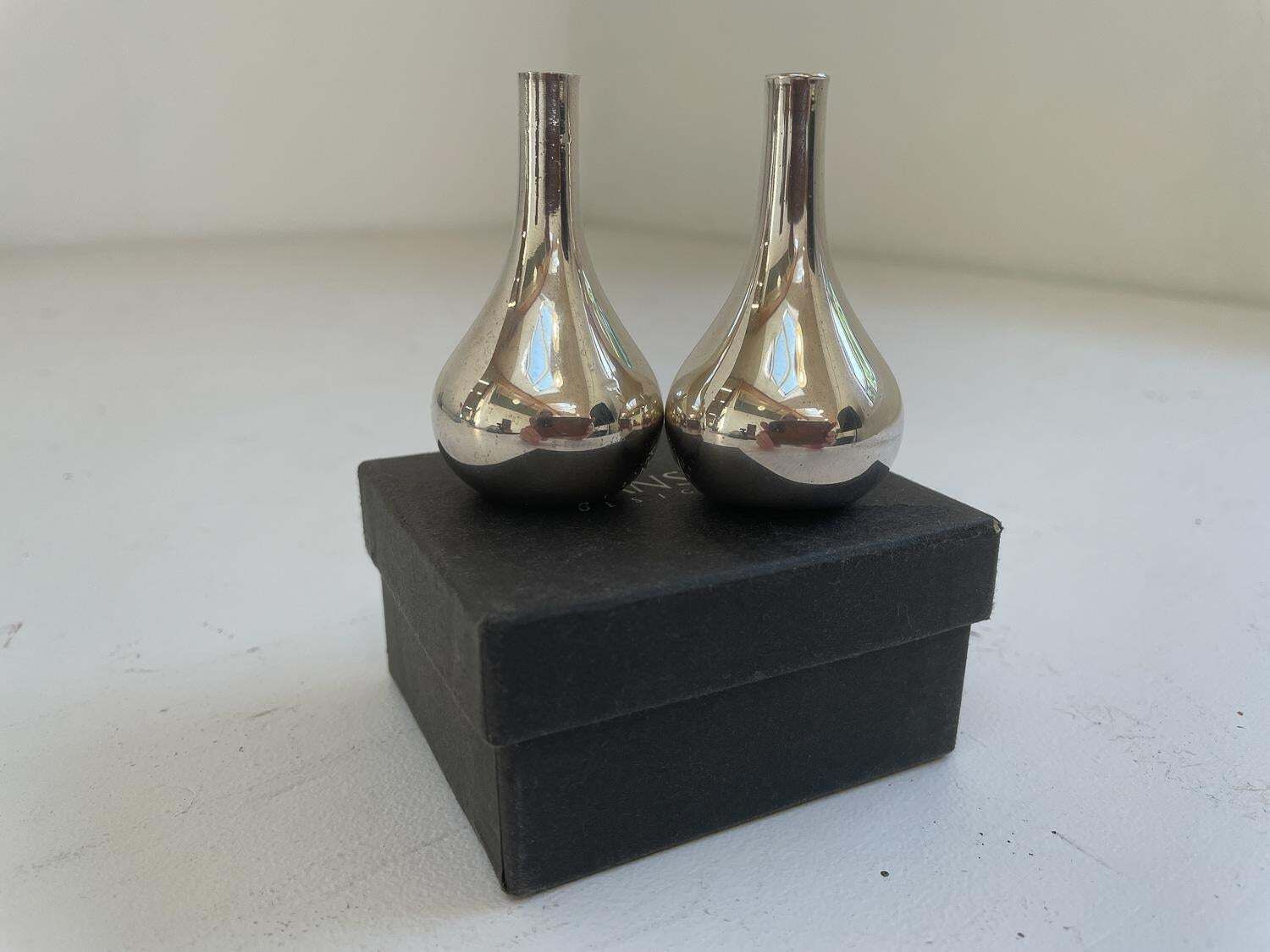photo for sale Danish Onion Candle Holders In Gift Box By Jens H. Quistgaard 1960s, Set Of 2.