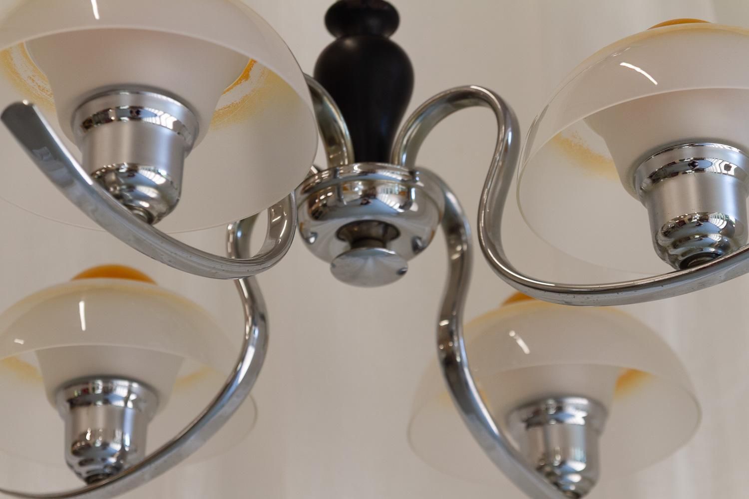 Danish Art Deco "Fried Egg" Chandelier By Fog & Mørup, 1930s. photo Lighting