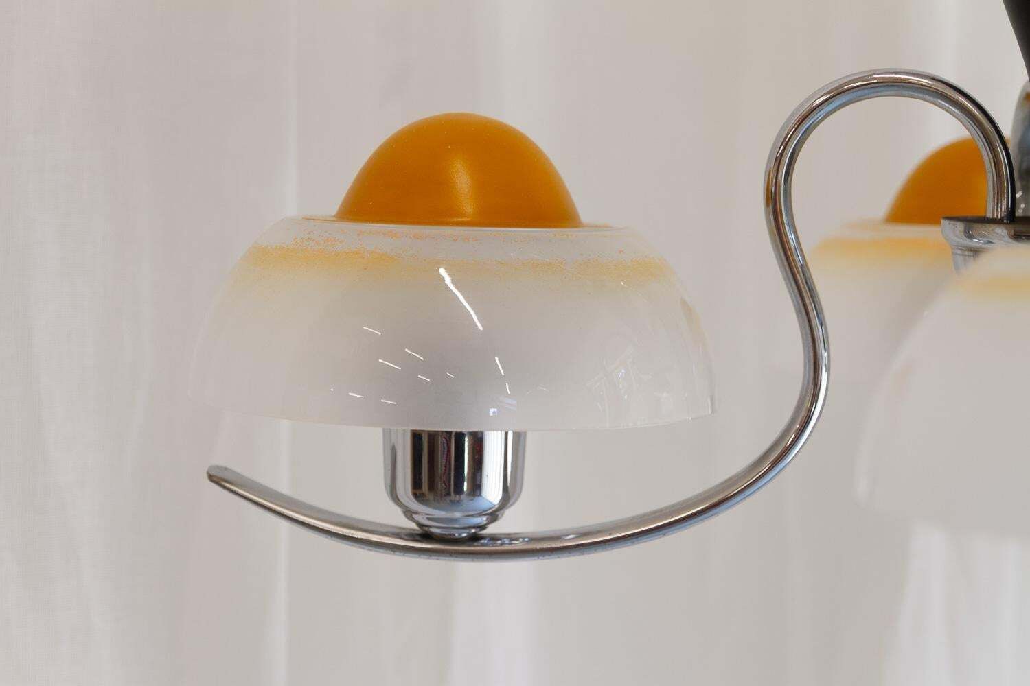 Danish Art Deco "Fried Egg" Chandelier By Fog & Mørup, 1930s. photo buy