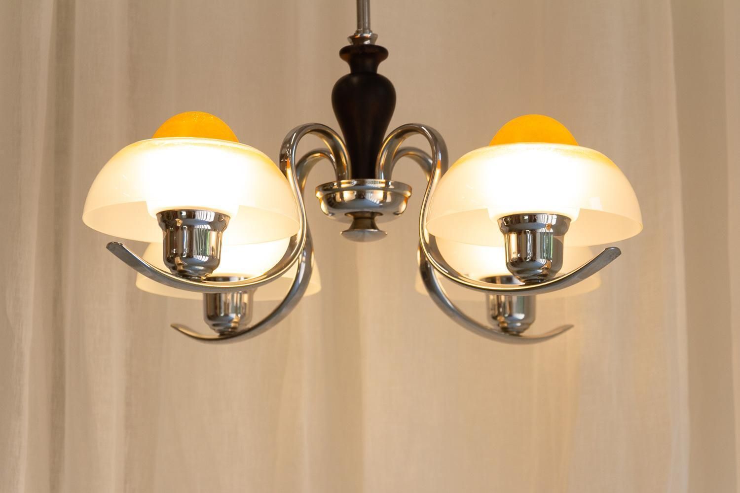 Lighting Danish Art Deco "Fried Egg" Chandelier By Fog & Mørup, 1930s. photo