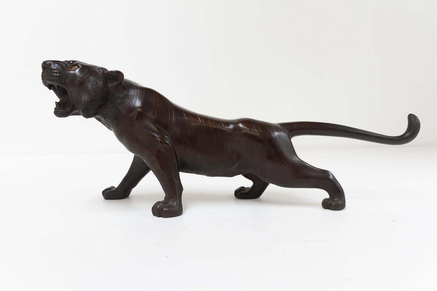 Japanese Meiji Bronze Tiger Sculpture, 1900s. photo for sale