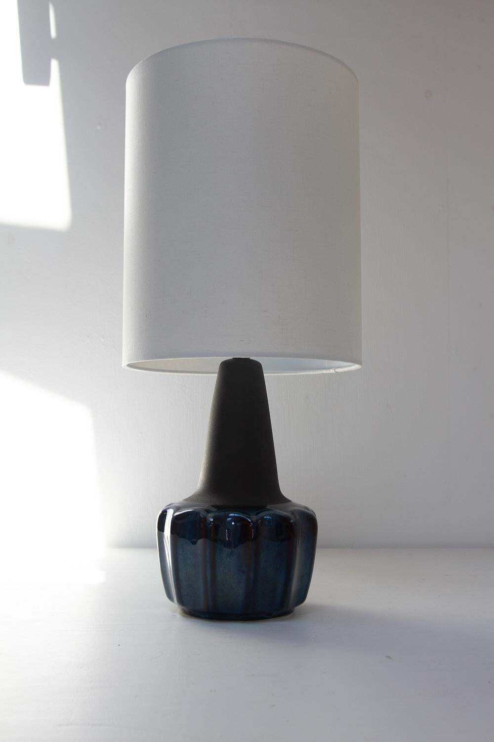 Danish Modern Blue Ceramic Table Lamp 1051 By Einar Johansen For Søholm, 1960s. photo Lighting