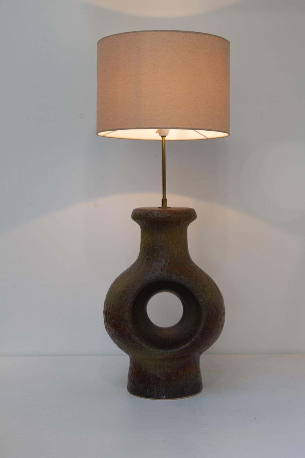1091.0 Danish Mid Century Modern Circular Stoneware Floor Lamp, 1960s. photo
