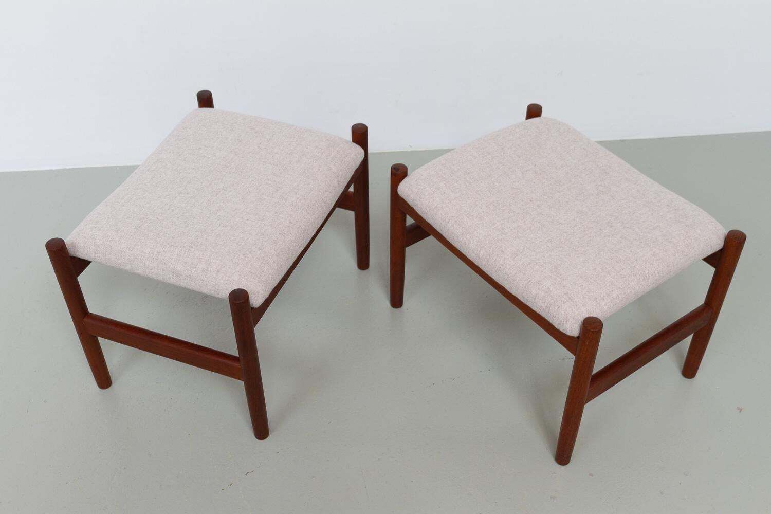 Danish Modern Teak And Wool Ottomans By Hugo Frandsen, 1960s, Set Of 2 photo buy