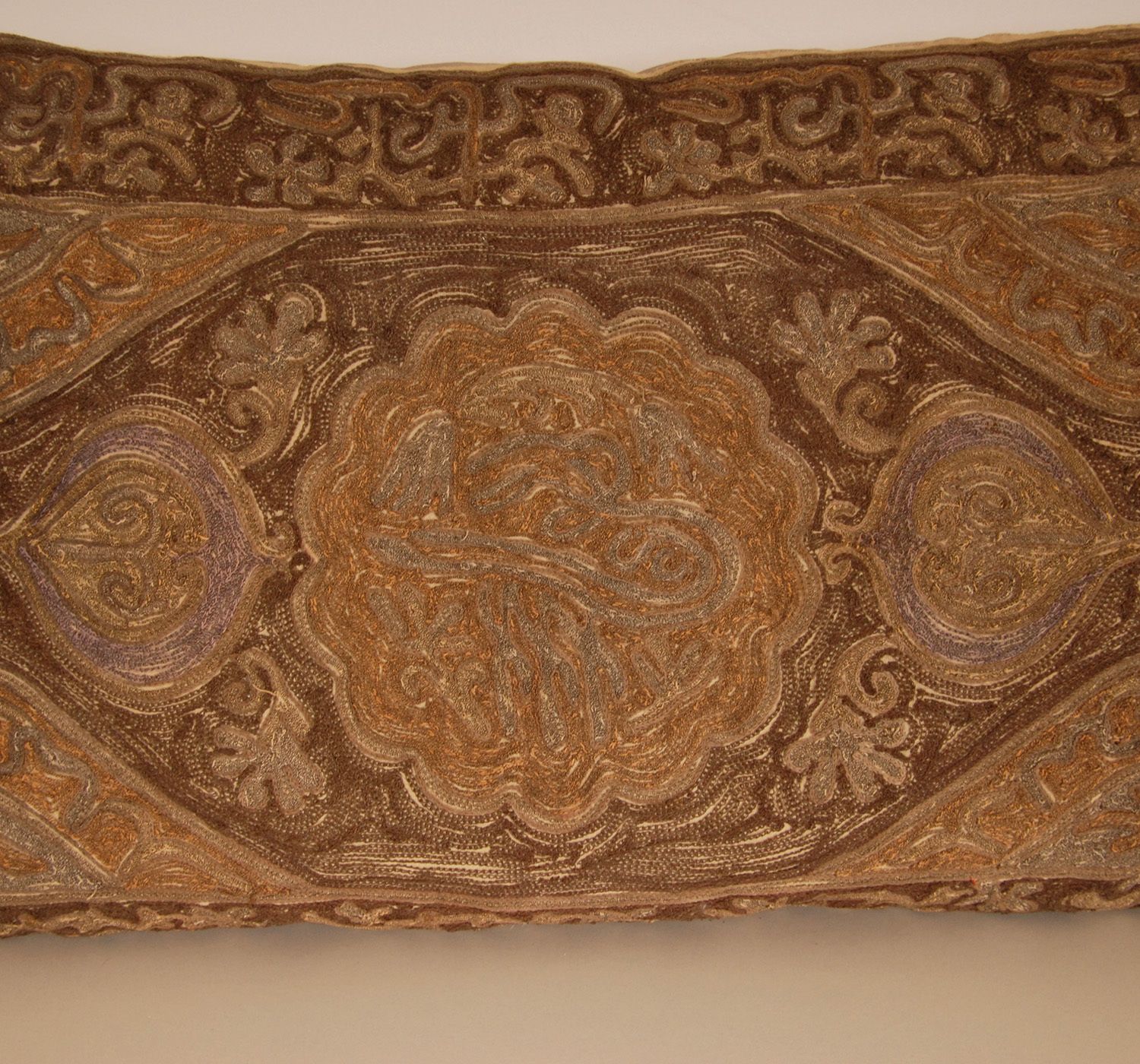 19th Century Ottoman Pillow Cushion Gold Metallic Thread Embroidered Silk Textile Tassels Down Tariff Free photo vinterior