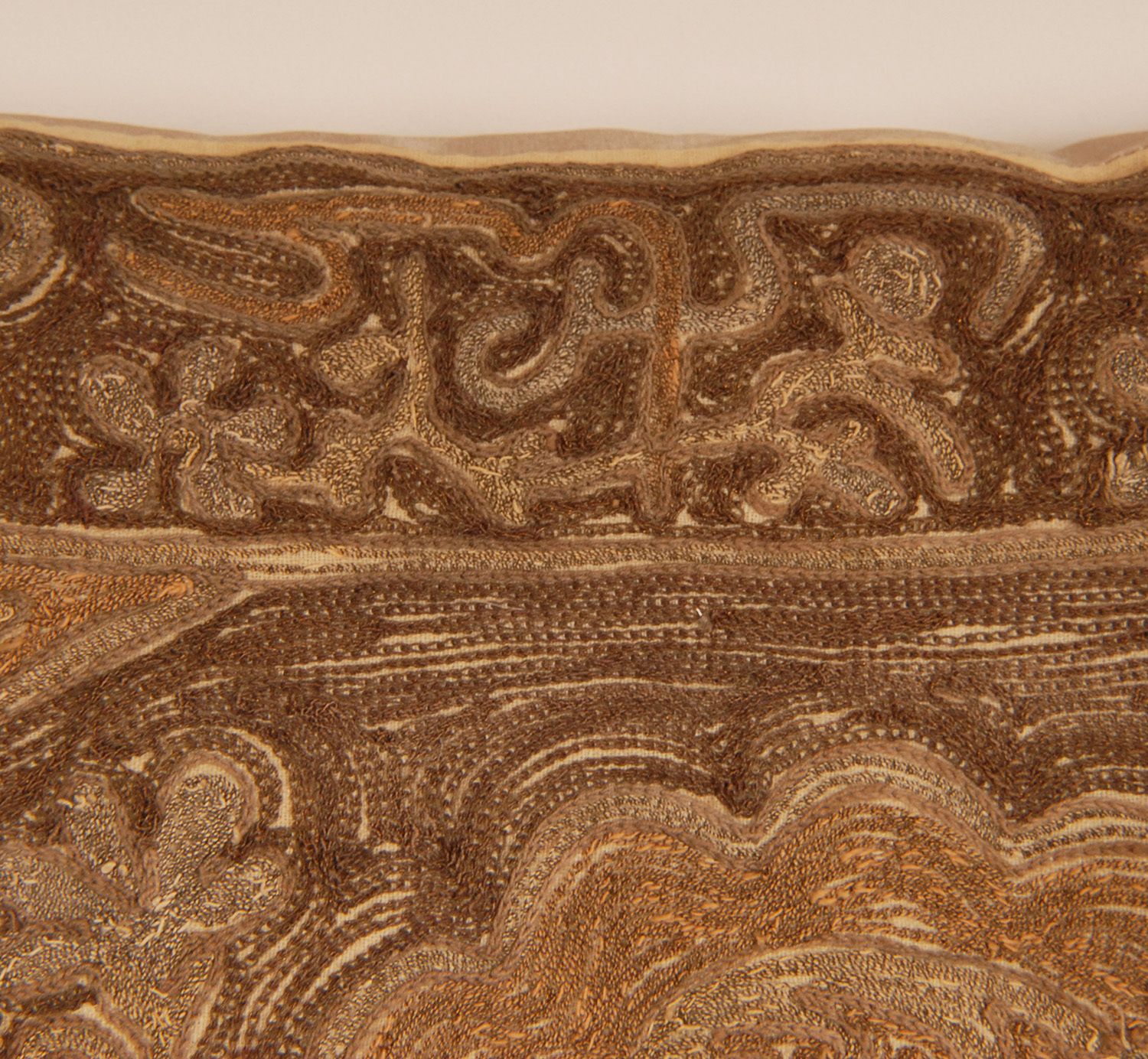 19th Century Ottoman Pillow Cushion Gold Metallic Thread Embroidered Silk Textile Tassels Down Tariff Free photo buy