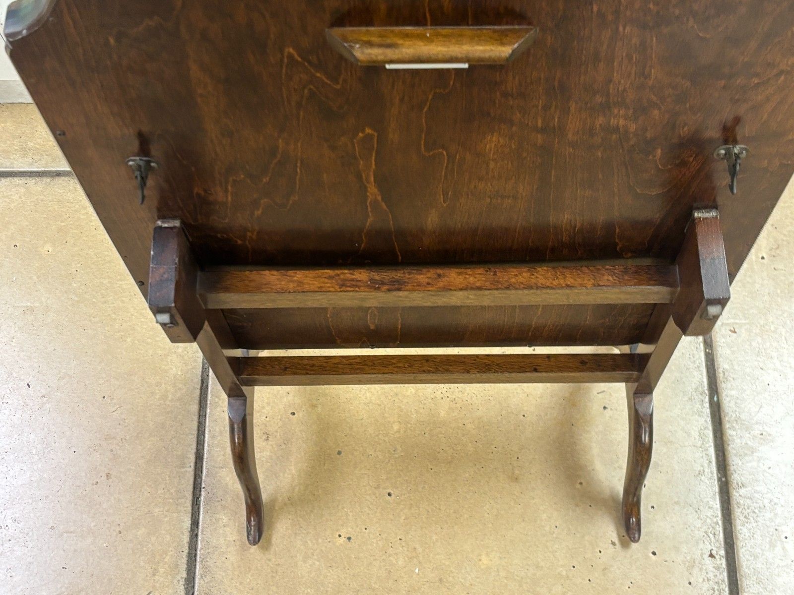 Retro Mahogany And Fabric Folding Fire Screen Side Table By The Needlewoman Shop photo vintage