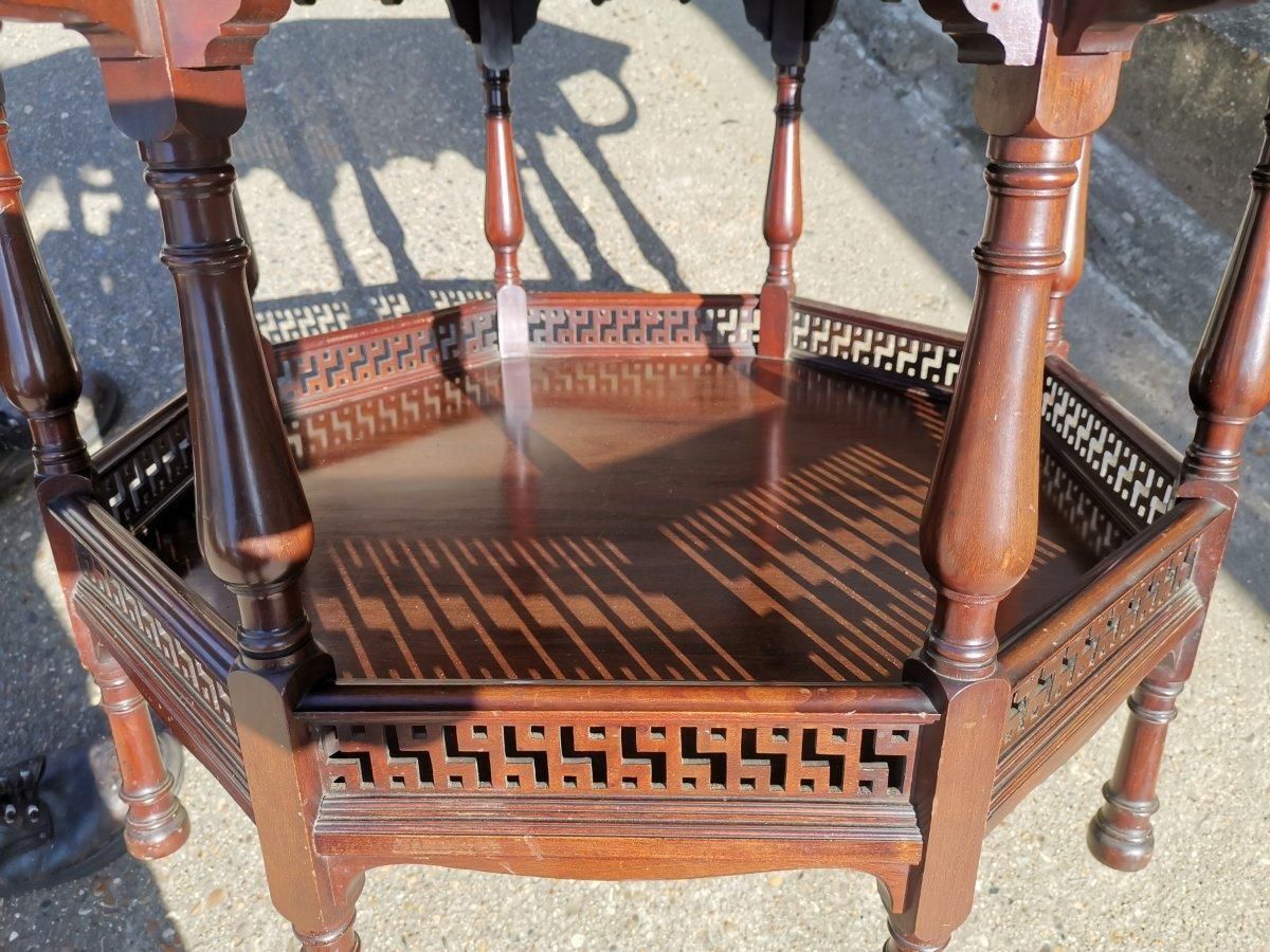 photo furniture George Faulkner Armitage. An Aesthetic Movement Octagonal Mahogany Center Table