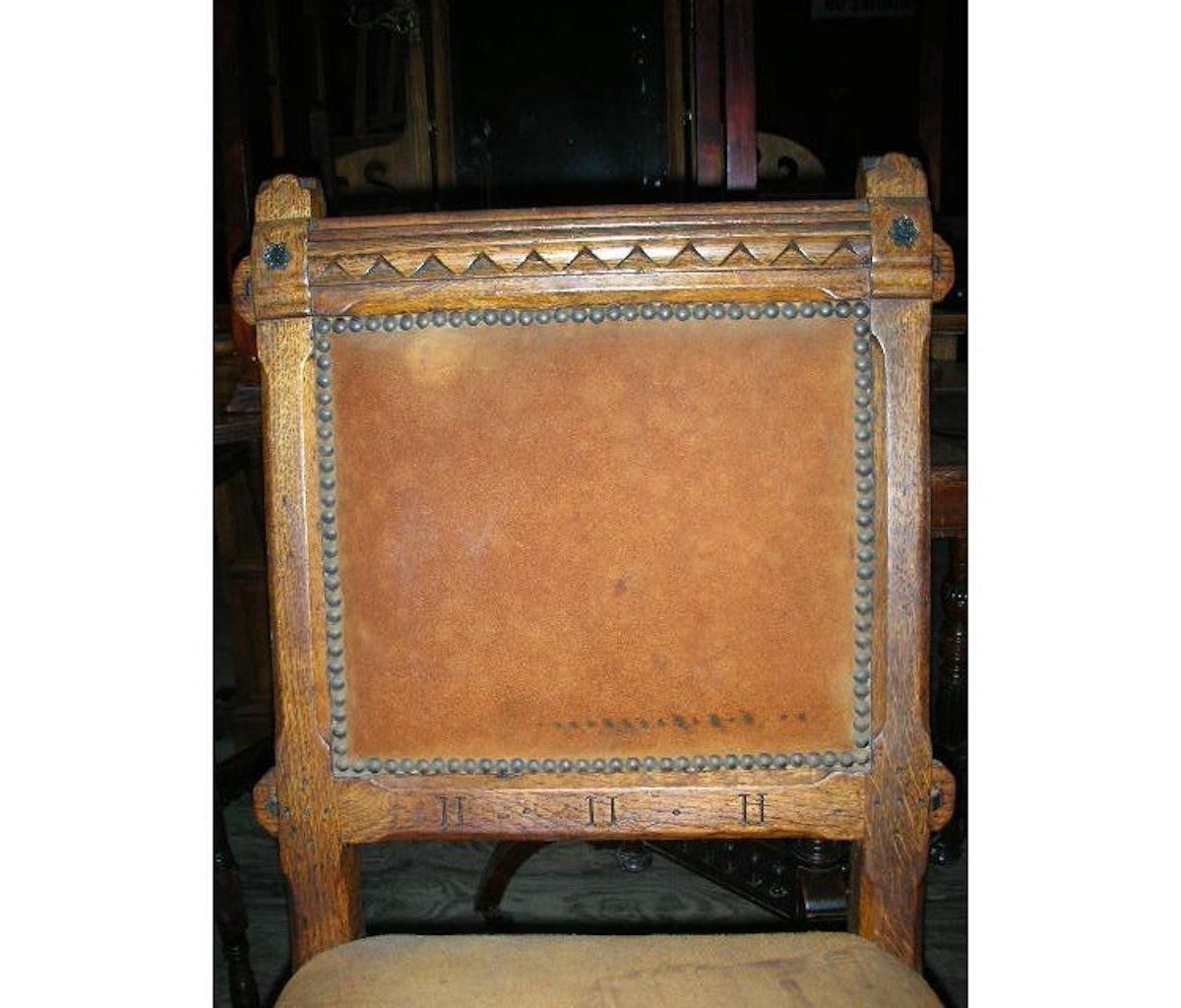 John Pollard Seddon A Pair Of Gothic Revival Oak Dining Chairs. 4 More Available photo vintage
