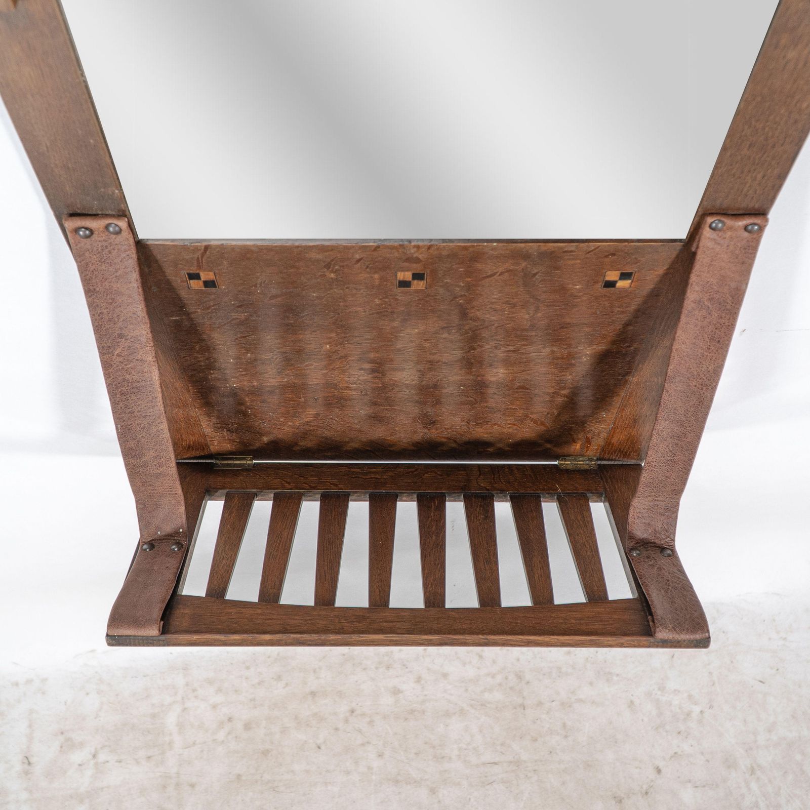 Home Decor Liberty And Co. An Arts & Crafts Oak Hanging Paper Rack With Central Mirror photo