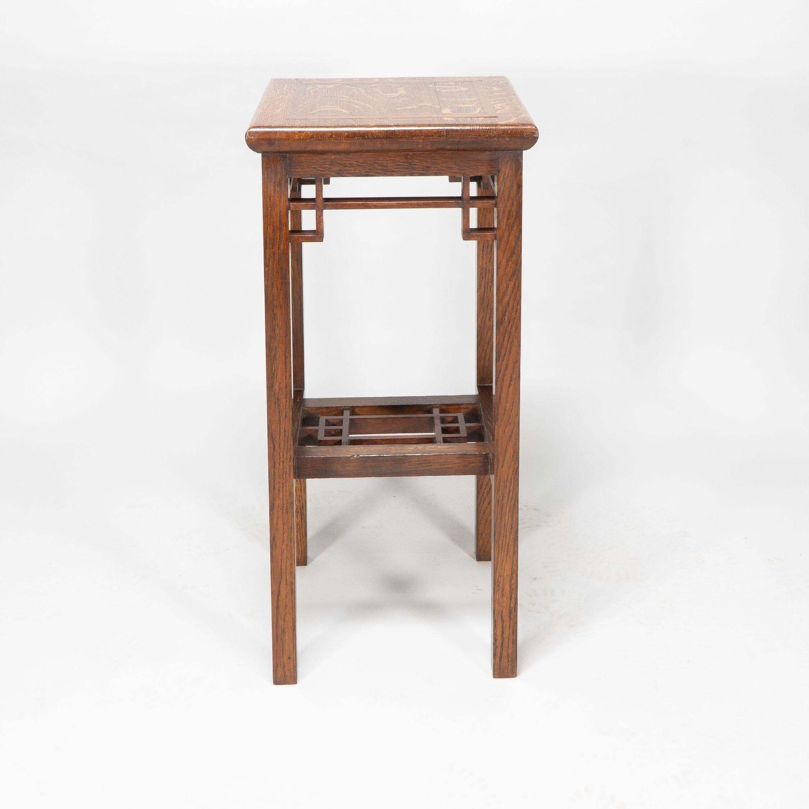 E. W. Godwin. An Anglo Japanese Oak & Lattice Statue Stand With Wide Inlaid Top photo buy