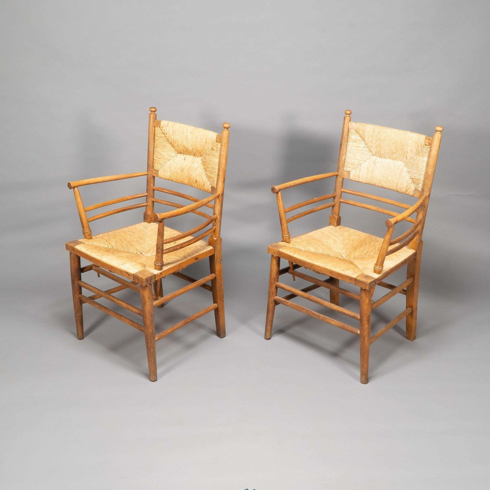 Morris & Co Attributed To Philip Webb. A Scarce Pair Of Beech Sussex Armchairs photo for sale