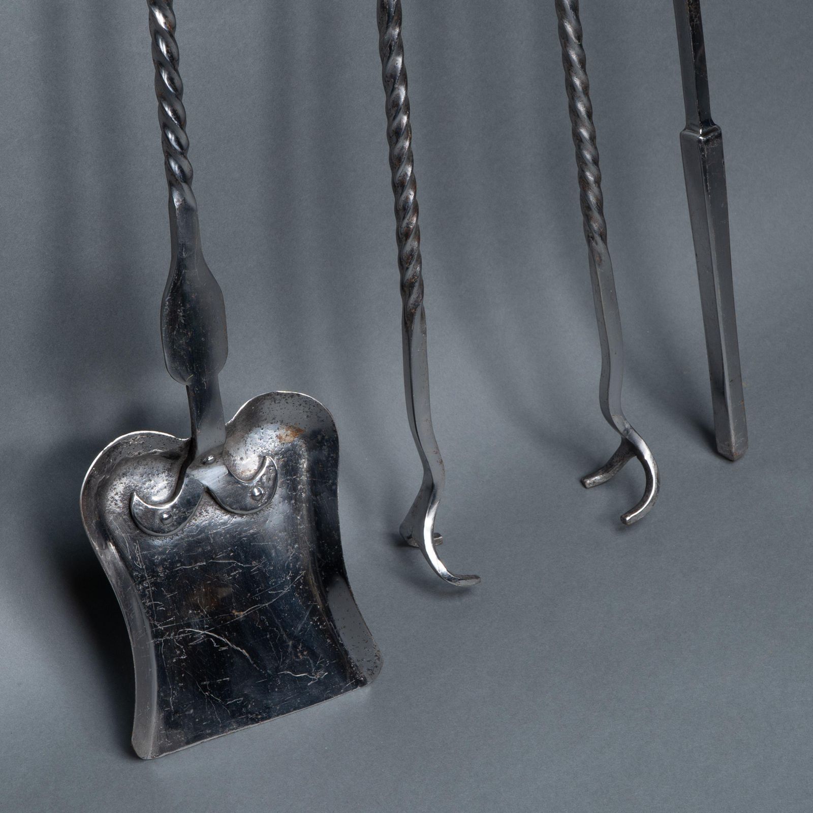 A Set Of Arts & Crafts Cotswold School Polished Steel Hand Wrought Fire Utensils photo 2856.0