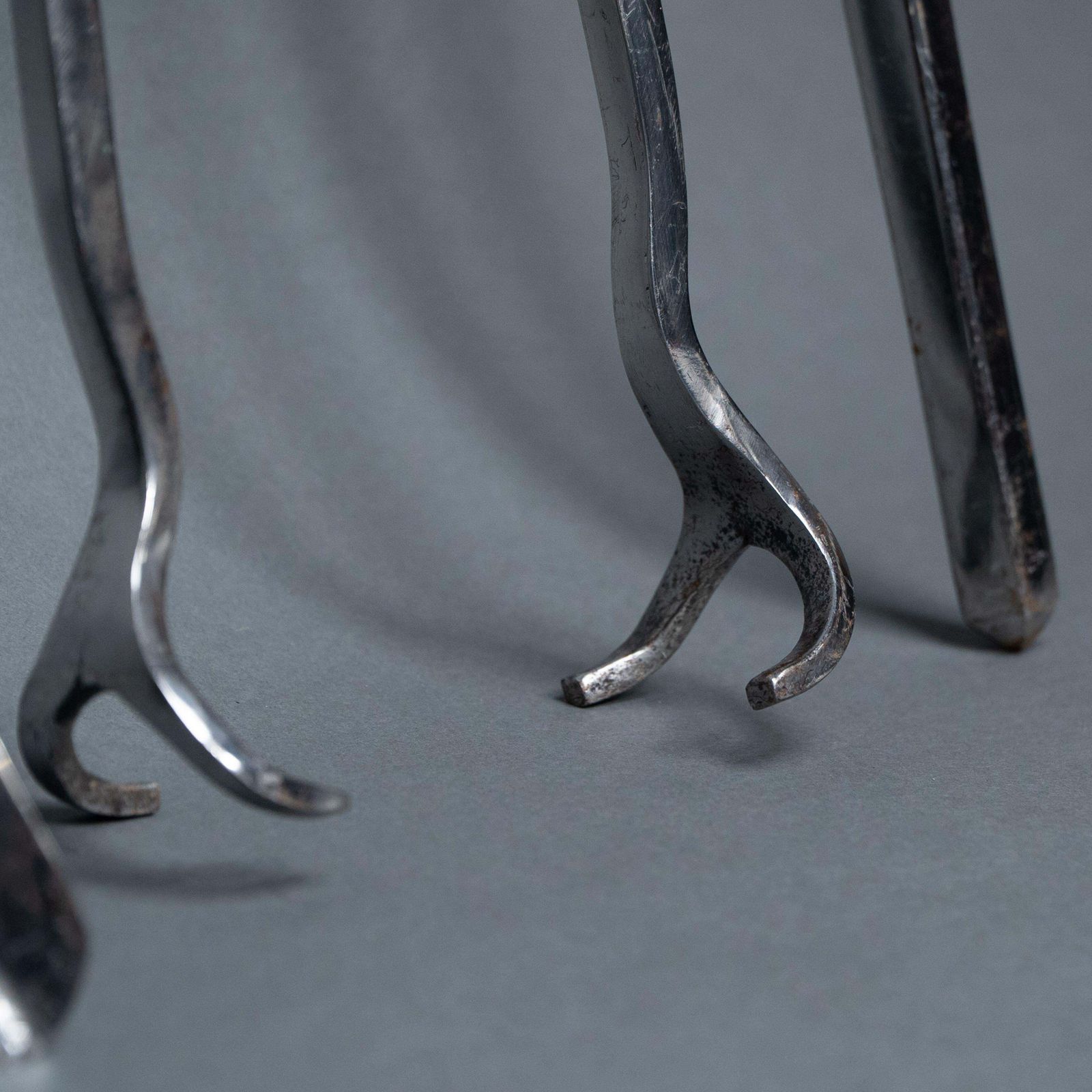 2856.0 A Set Of Arts & Crafts Cotswold School Polished Steel Hand Wrought Fire Utensils photo