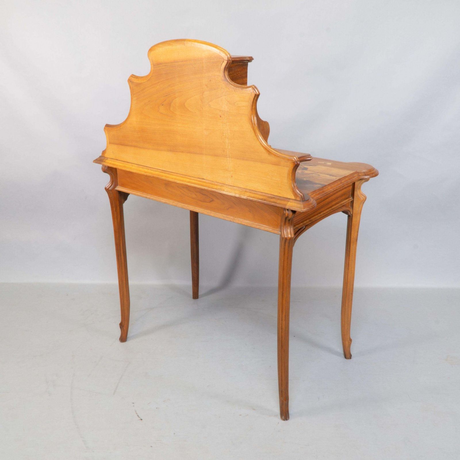 Emile Galle. An Art Nouveau Walnut Writing Desk With Exceptional Inlaid Scenery photo 15348.0
