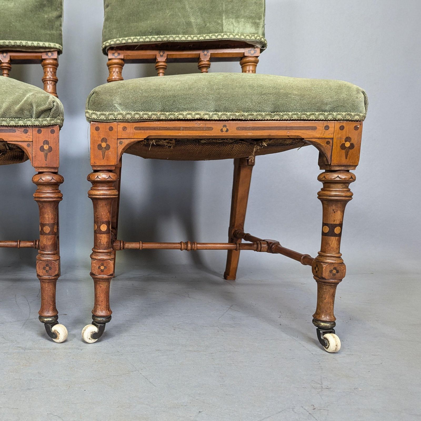 Furniture Charles Bevan Attributed. A Pair Of Gothic Revival Oak Desk Or Side Chairs photo