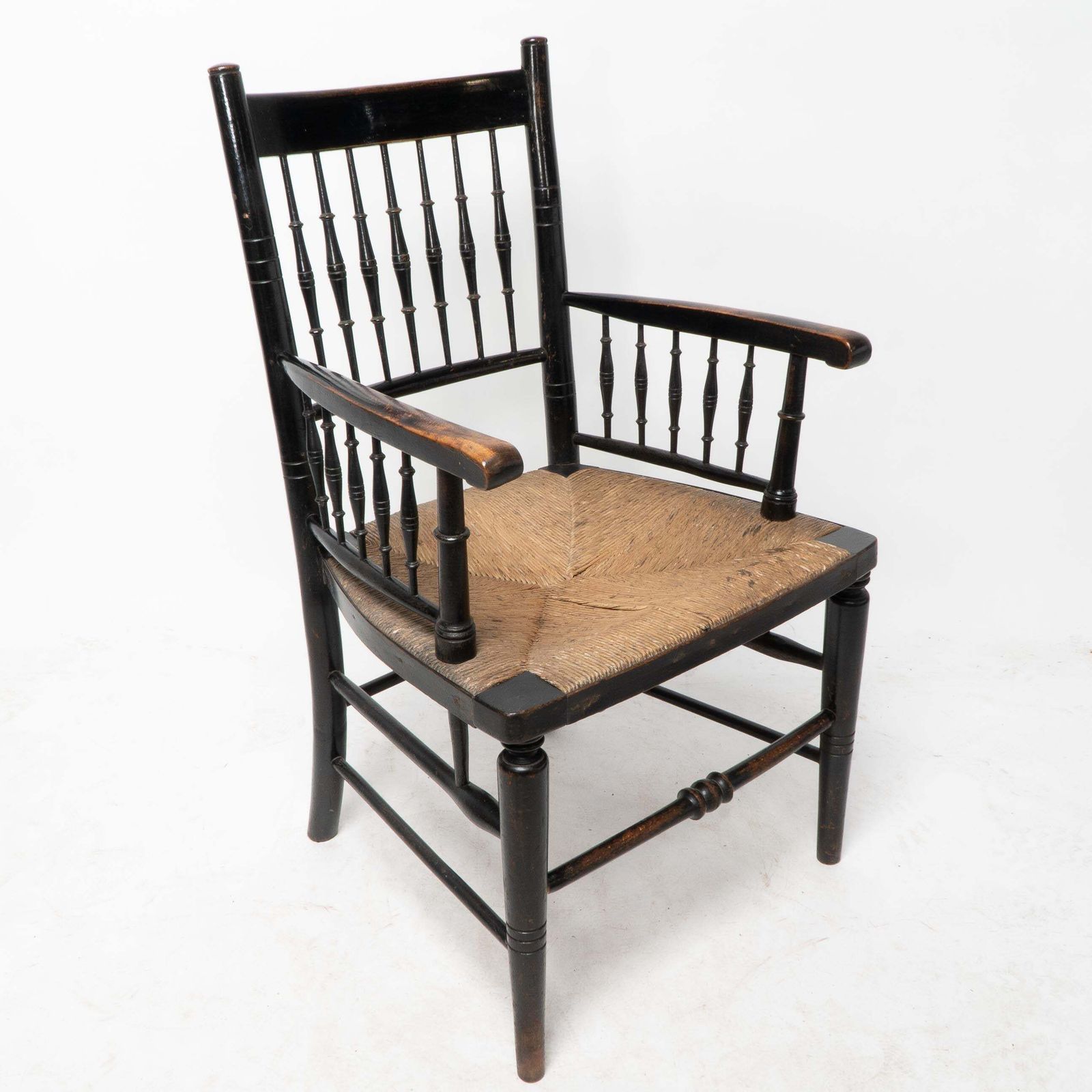 Liberty & Co, Attributed. An Aesthetic Movement Rush Seat Armchair photo furniture
