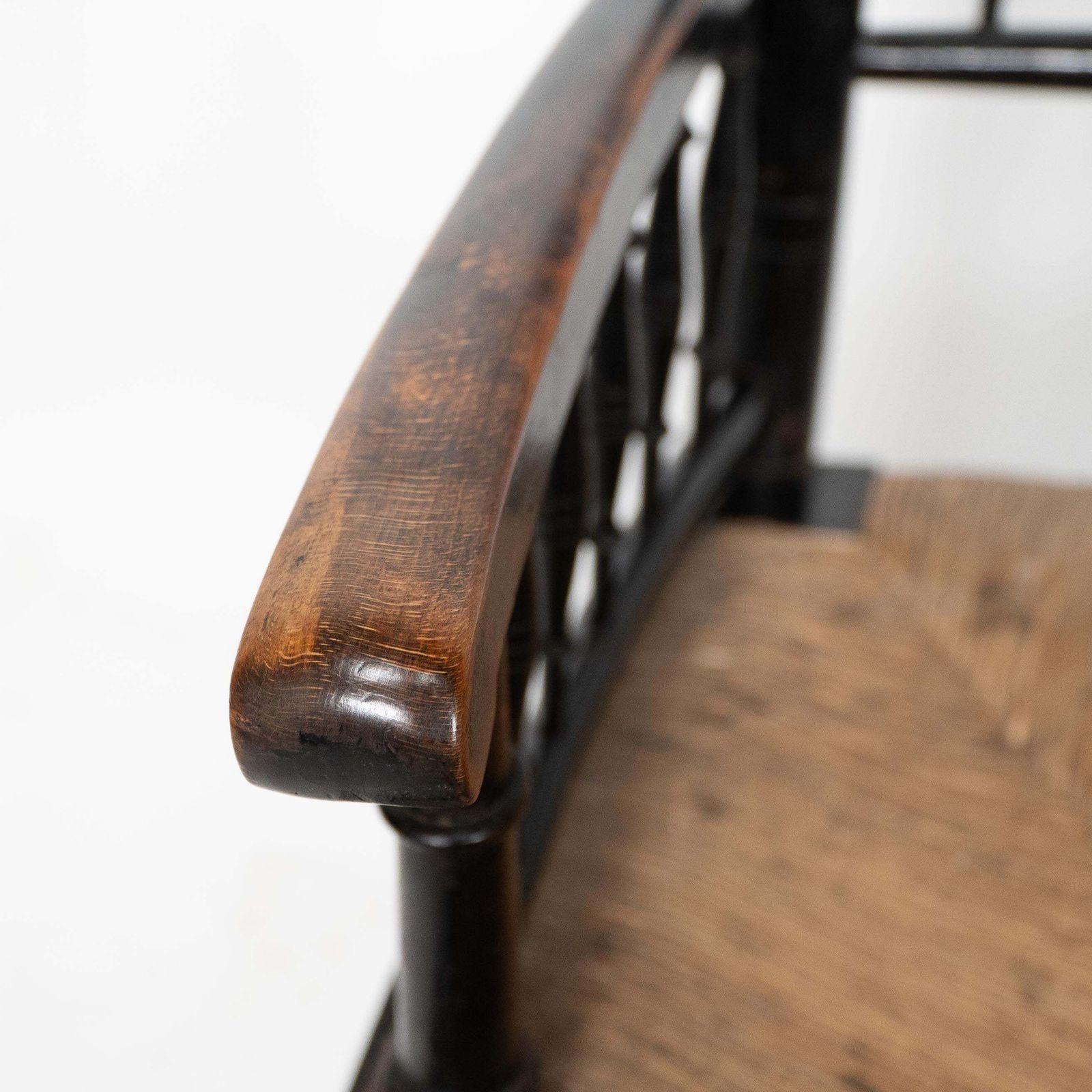 Liberty & Co, Attributed. An Aesthetic Movement Rush Seat Armchair photo vintage