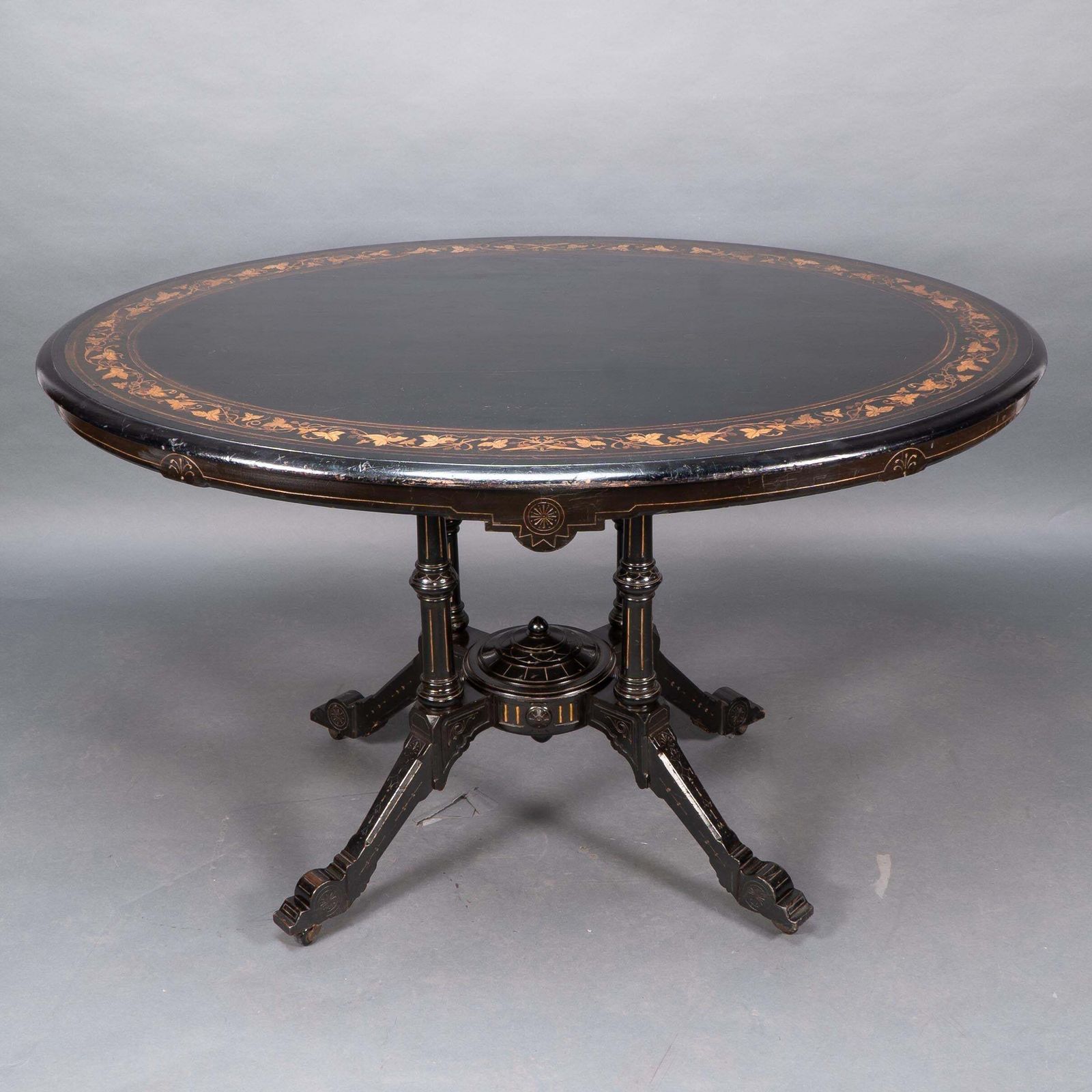 Gillows Attr. An Aesthetic Movement Tilt Top Dining Table With Floral Inlays photo furniture