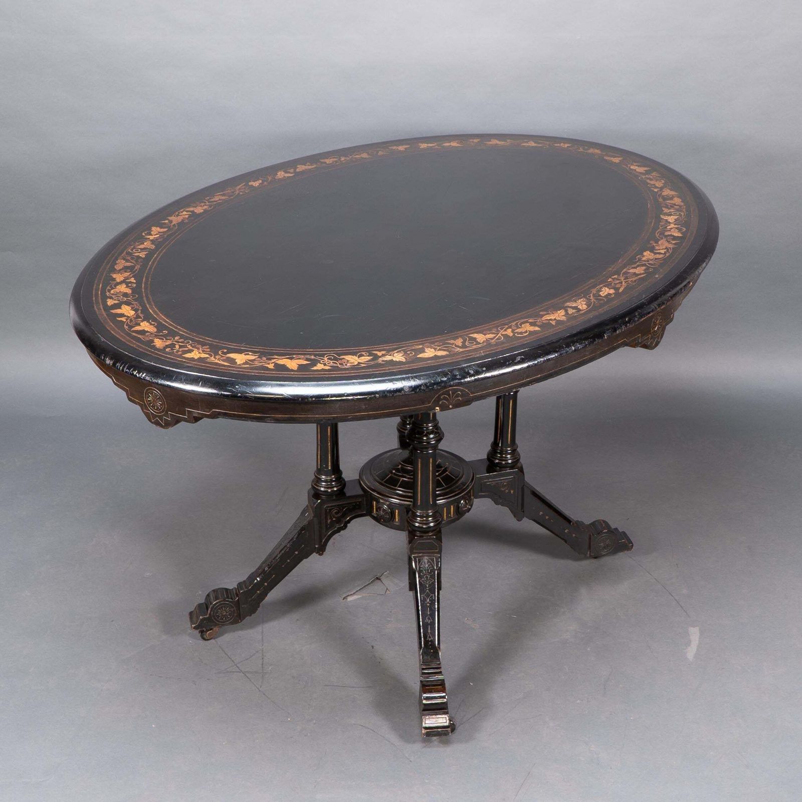 Gillows Attr. An Aesthetic Movement Tilt Top Dining Table With Floral Inlays photo 5916.0