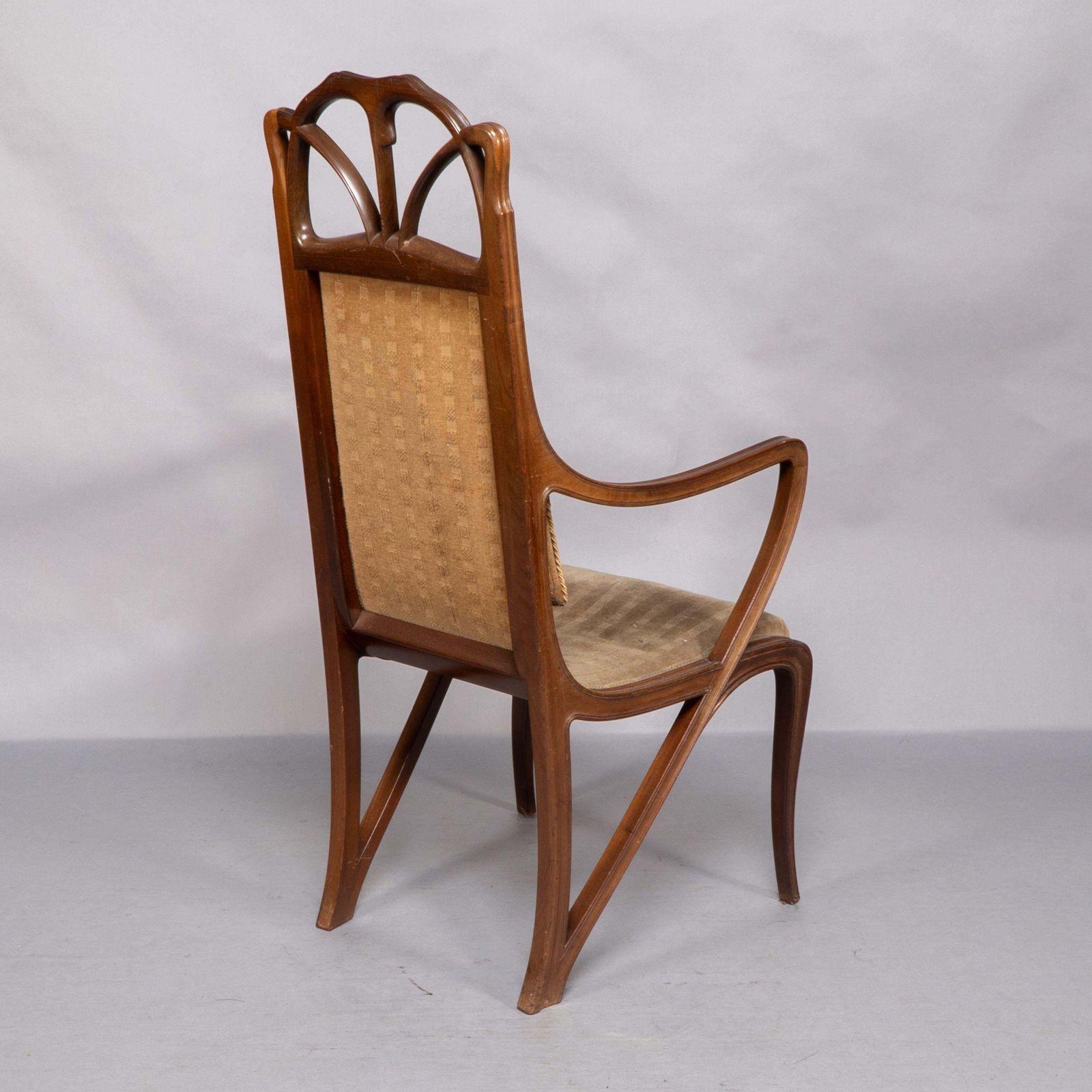 Louis Majorelle. Art Nouveau Carved Walnut Armchair With Original Period Fabric photo buy