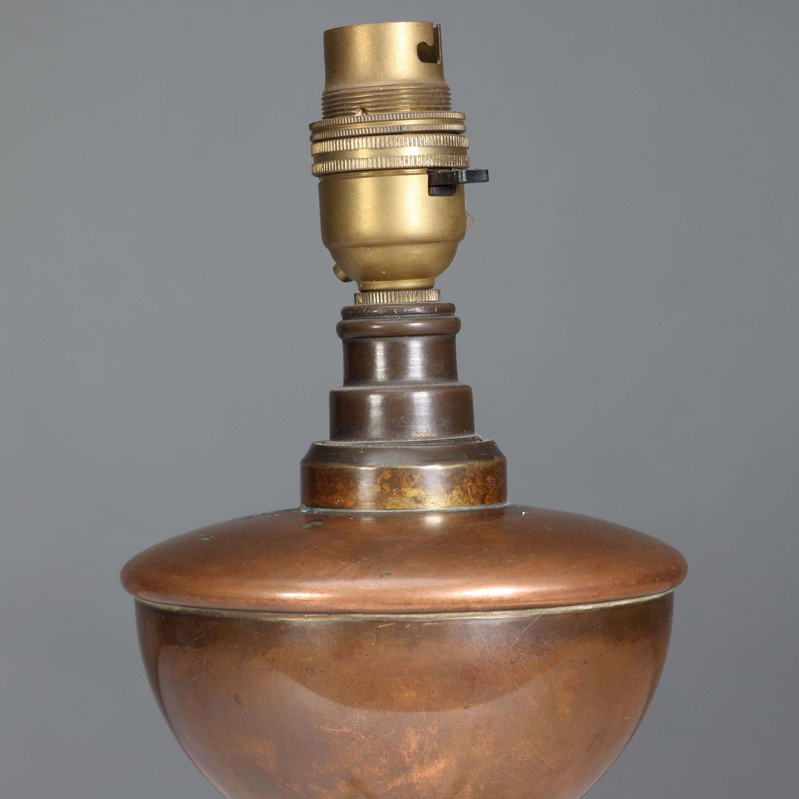 Was Benson. An Arts And Crafts Four Leg Table Oil Lamp Converted To Electricity photo vinterior