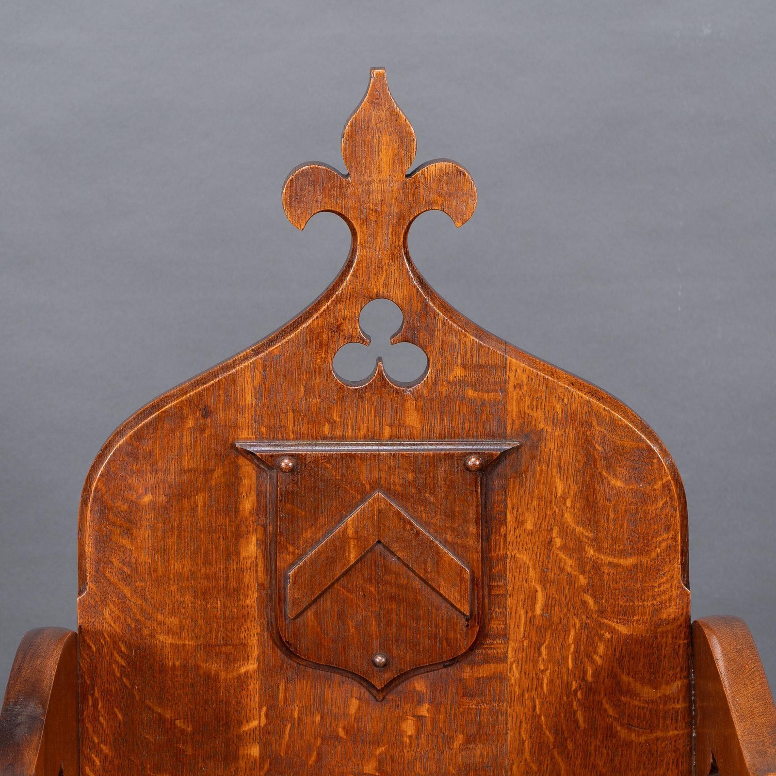 A High Gothic Revival Oak Armchair With Carved And Fretwork Sides photo buy