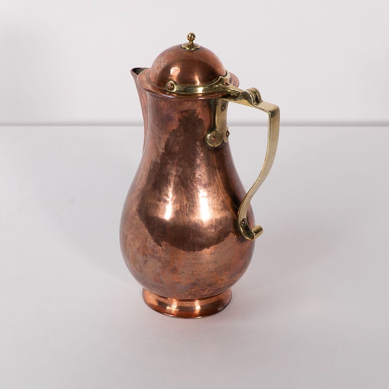 Birmingham Guild Of Handicraft. An Arts & Crafts Copper And Brass Chocolate Jug photo vinterior