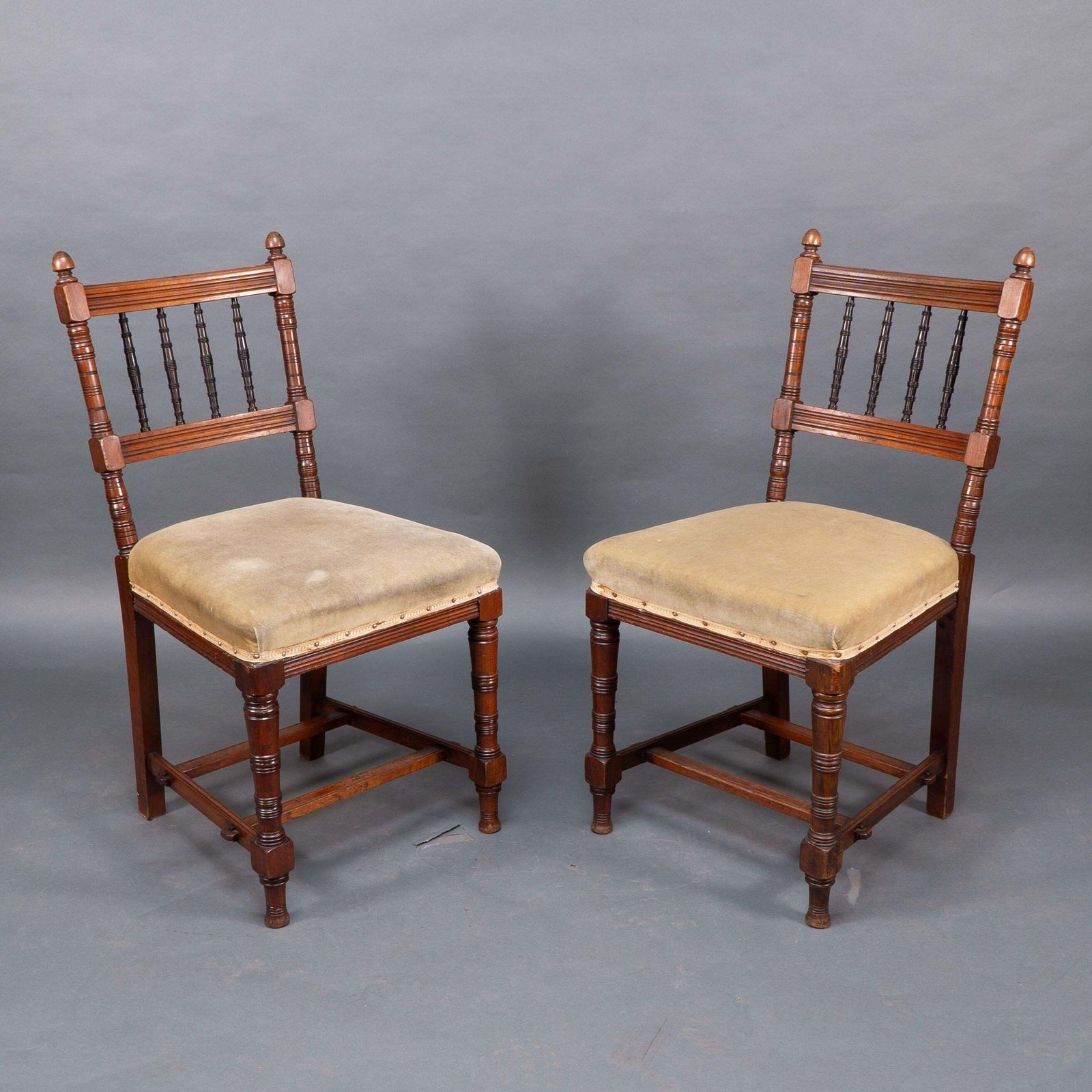 Charles Mills & Sons. Three Aesthetic Movement Side Chairs W. Ebonized Turnings photo for sale