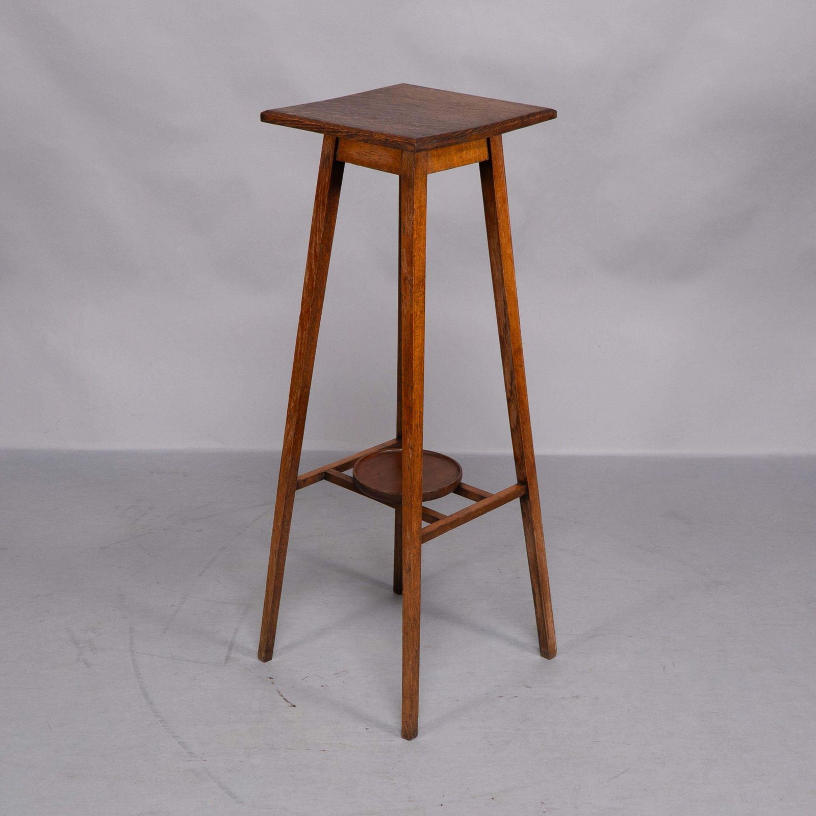 A Rare Pair Of Arts & Crafts Oak Plant Stands With Square Tops And Tapering Legs photo vintage